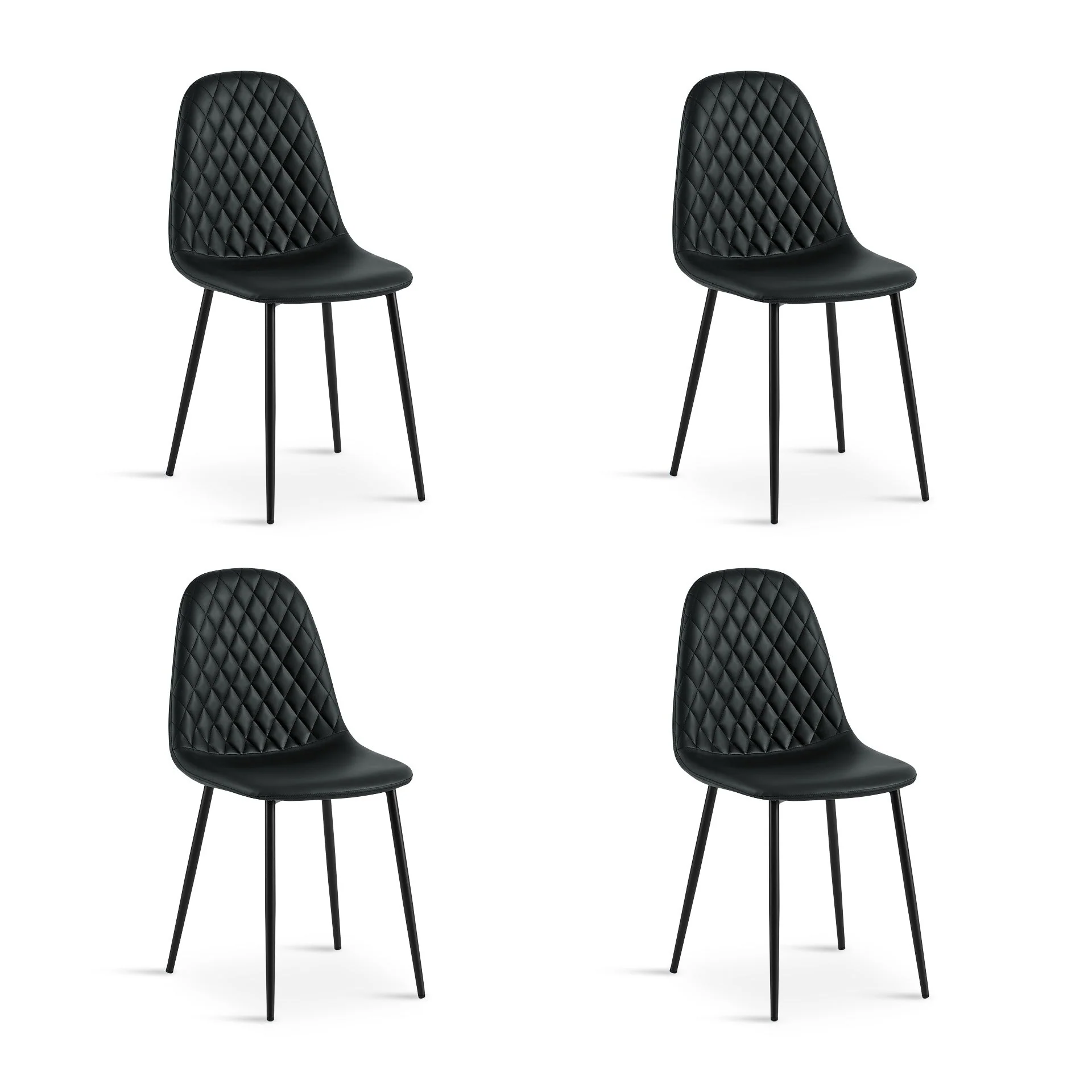 Varo PU Dining Chair - Set of 4 - Black - Image 5