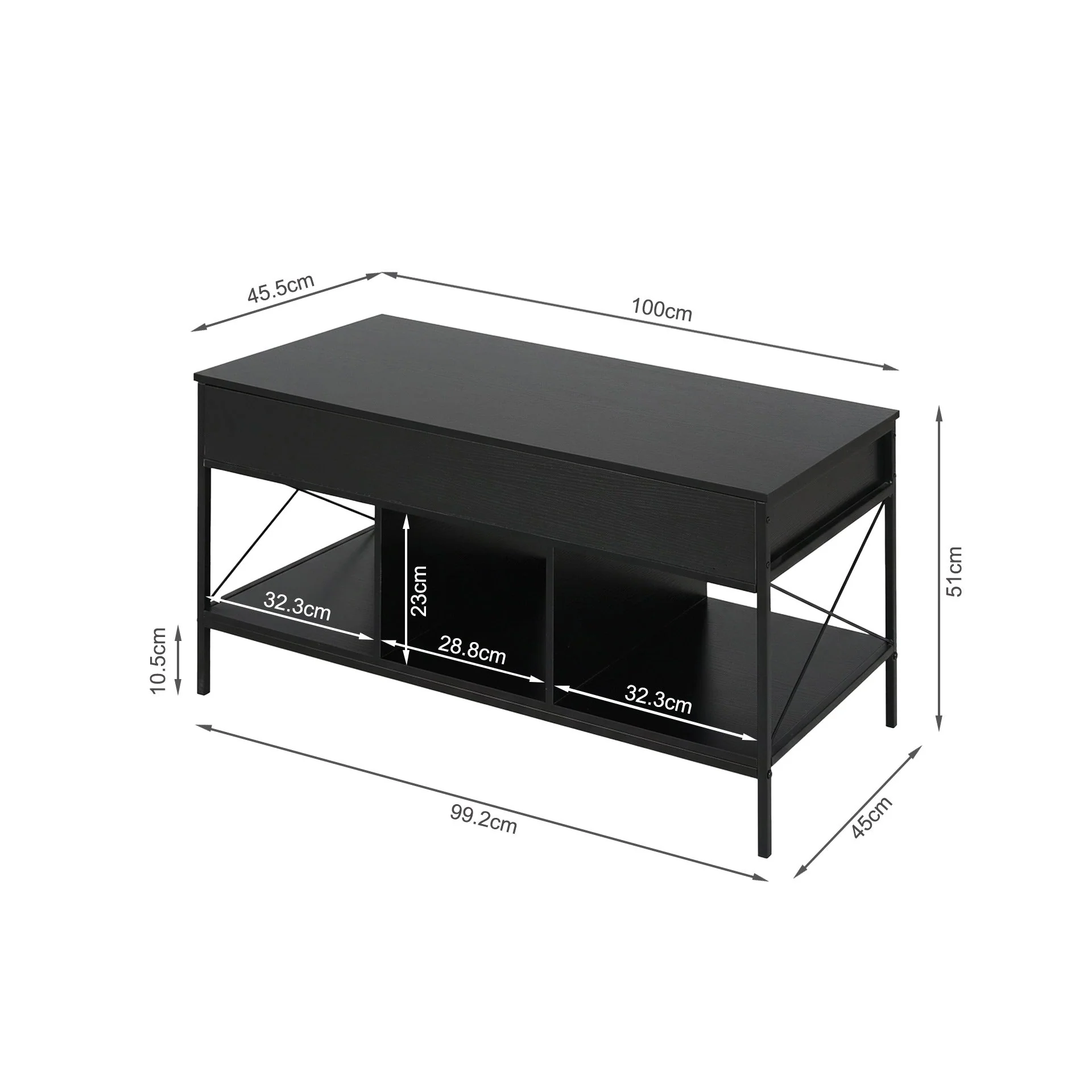 Vault Lift-Top Storage Coffee Table - Black - Image 15