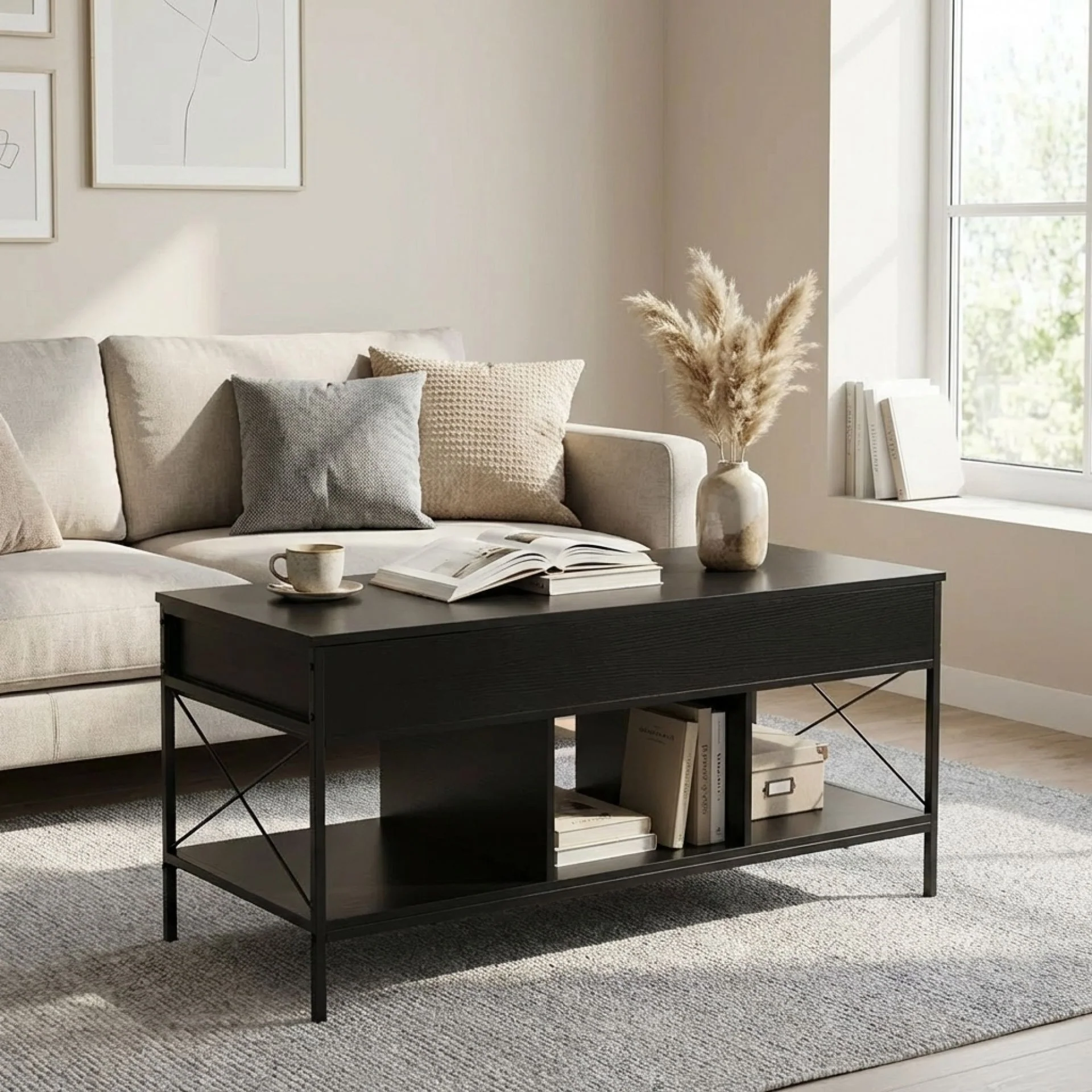 Vault Lift-Top Storage Coffee Table - Black - Image 3