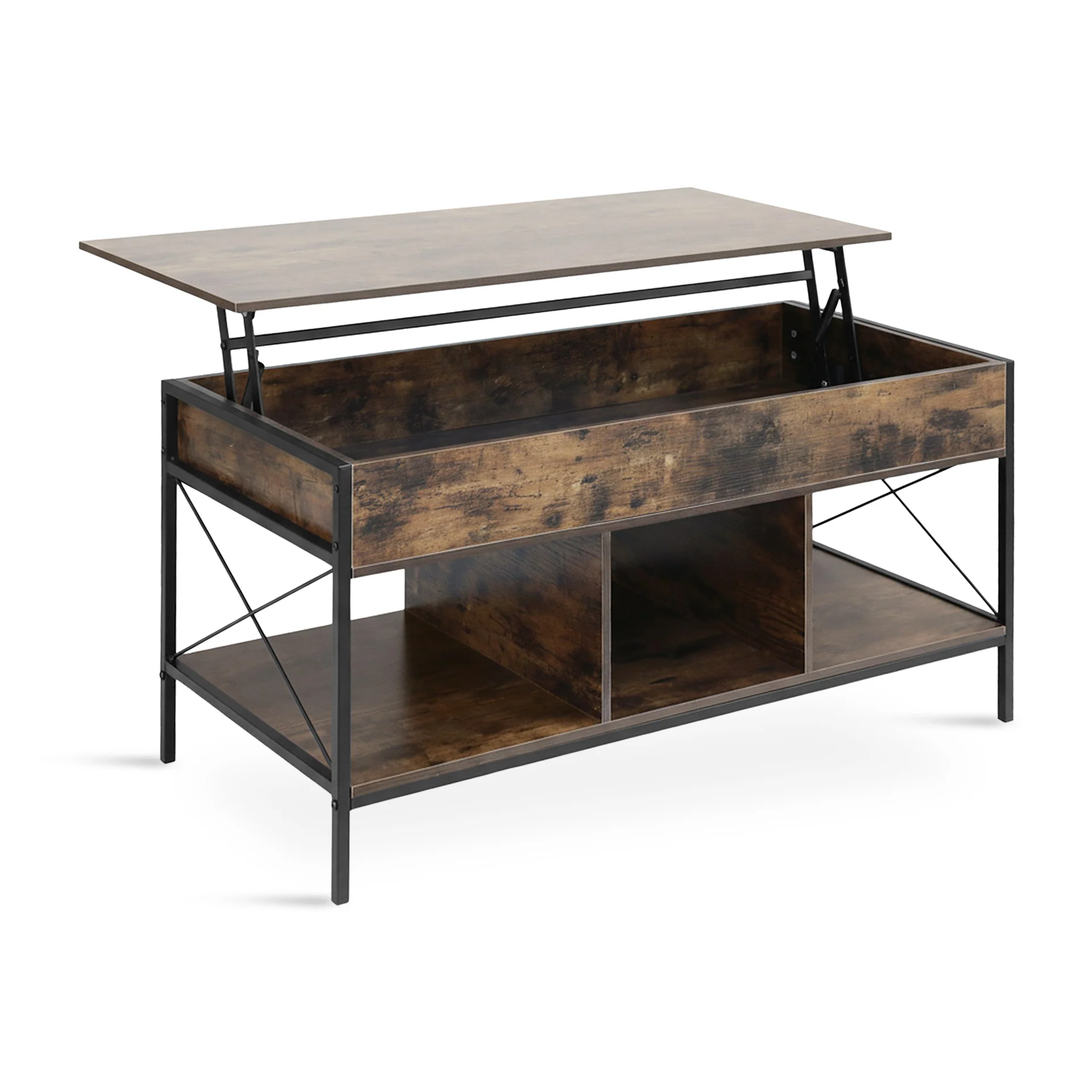 Vault Lift-Top Storage Coffee Table - Rustic Brown - Image 6