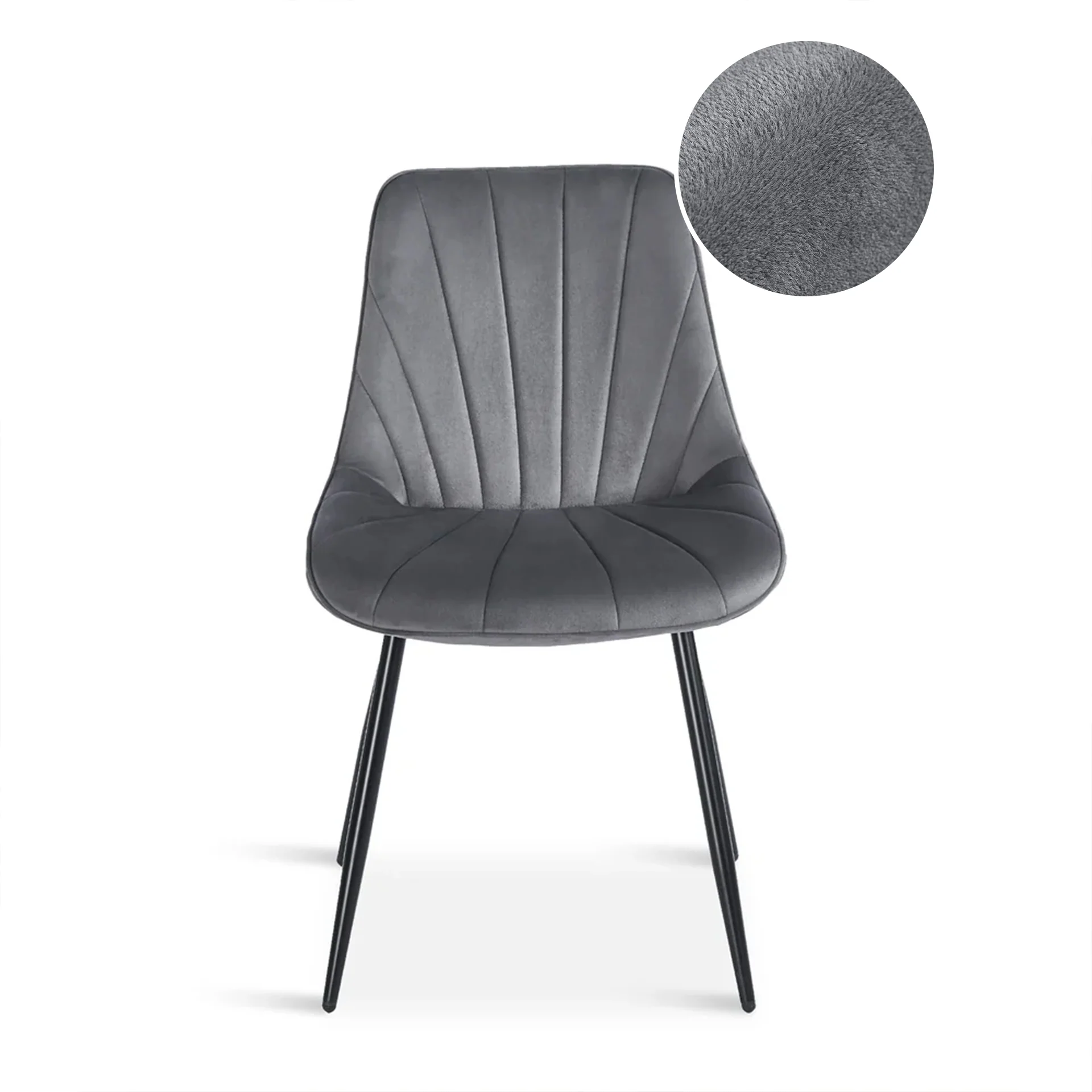 Vela Velvet Dining Chair - Set Of 4 - Dark Grey - Image 10