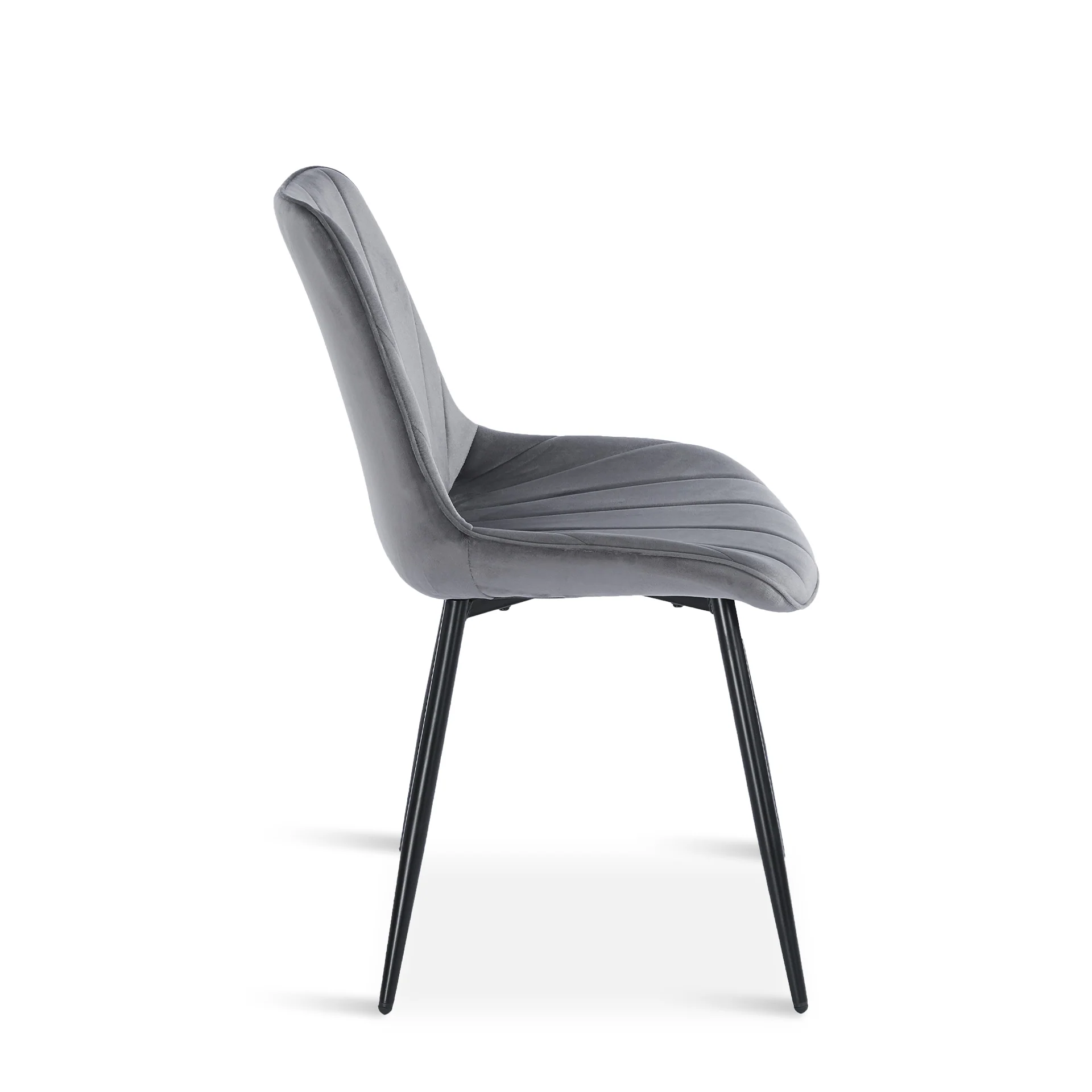 Vela Velvet Dining Chair - Set Of 4 - Dark Grey - Image 11