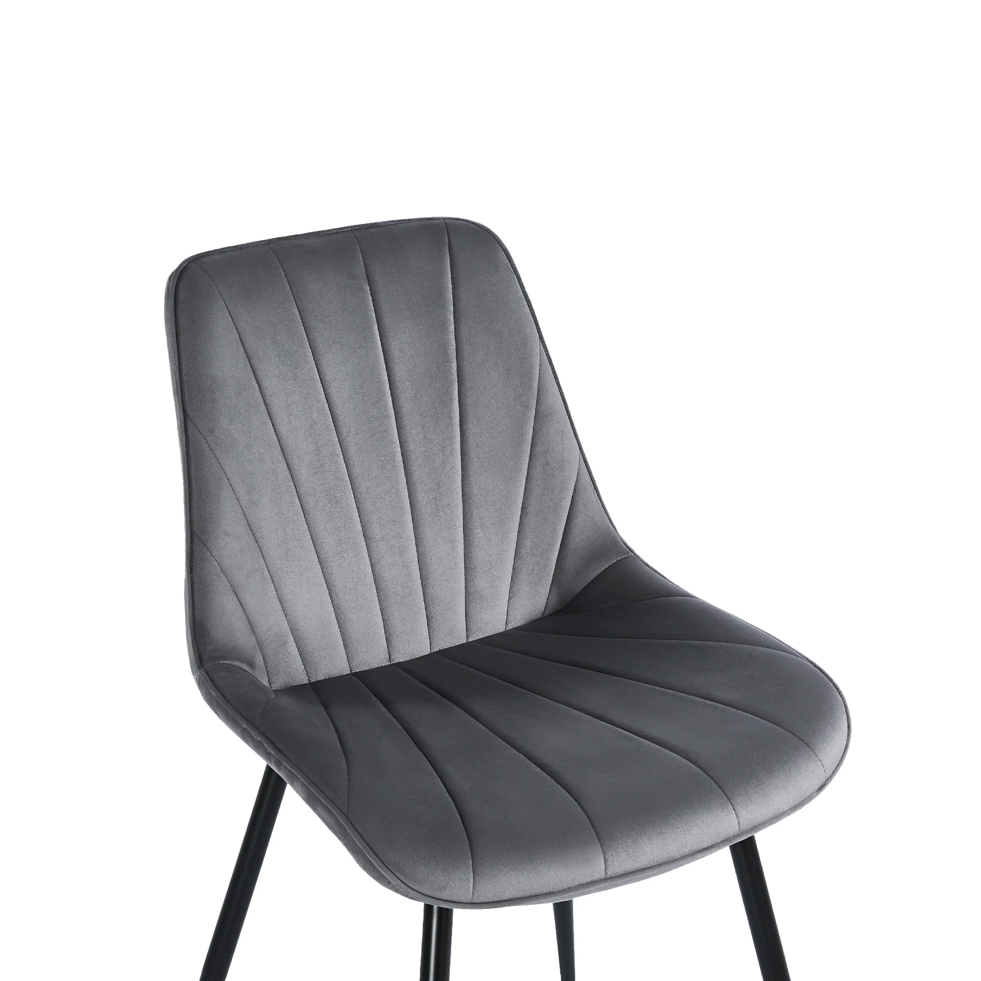 Vela Velvet Dining Chair - Set Of 4 - Dark Grey - Image 13
