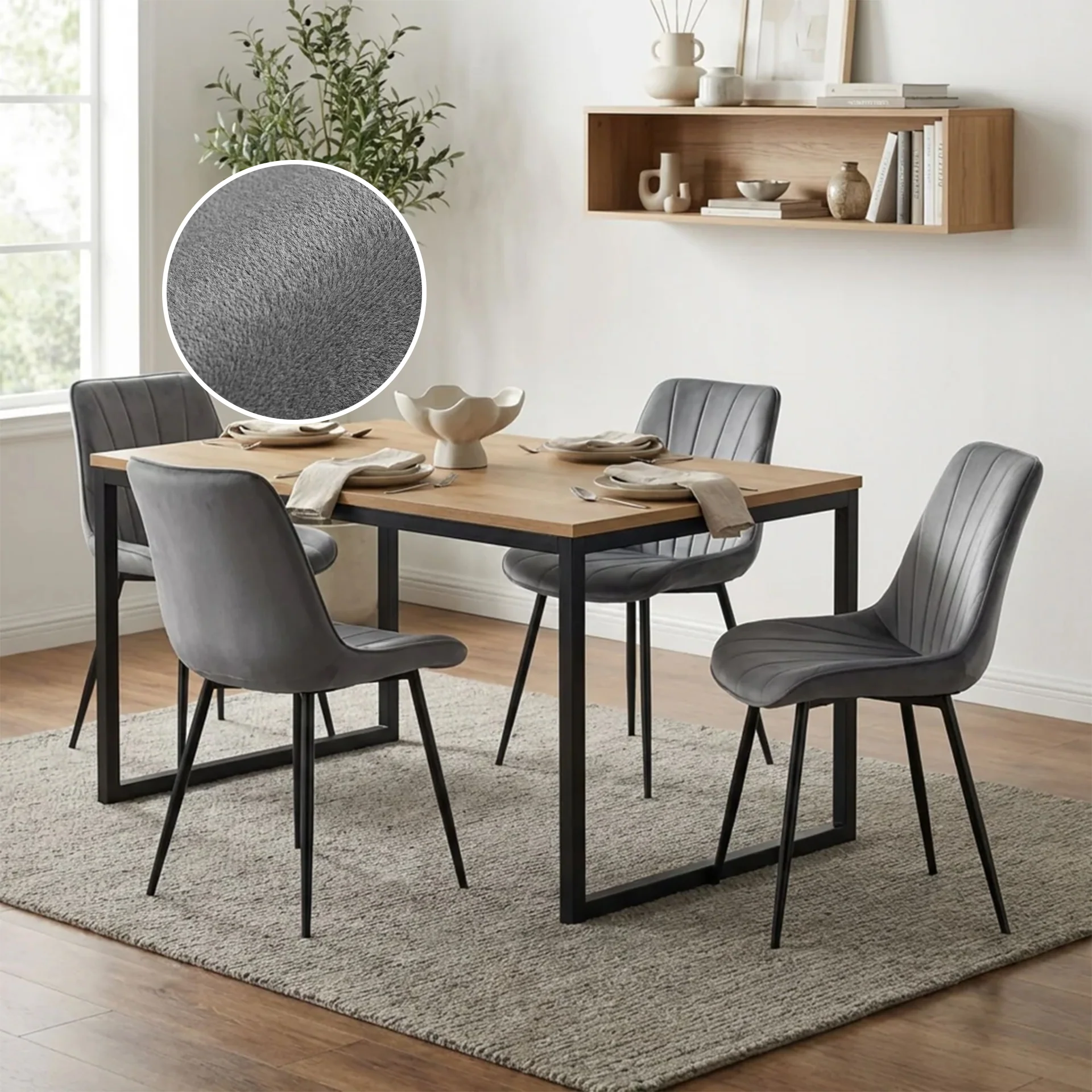 Vela Velvet Dining Chair - Set Of 4 - Dark Grey - Image 2
