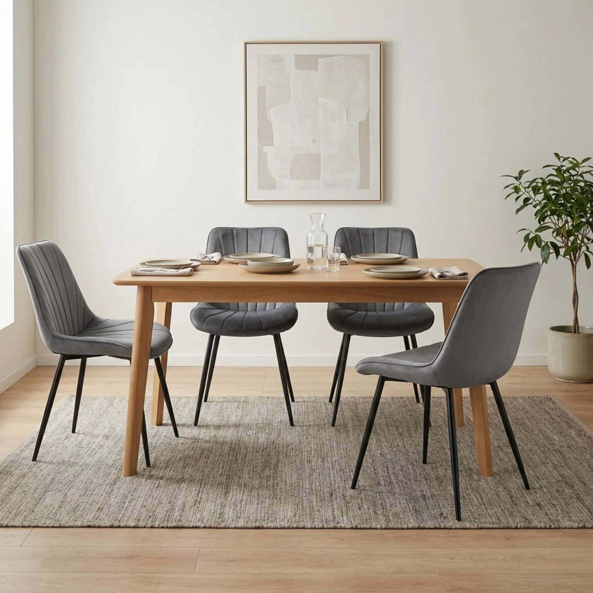 Vela Velvet Dining Chair - Set Of 4 - Dark Grey - Image 3