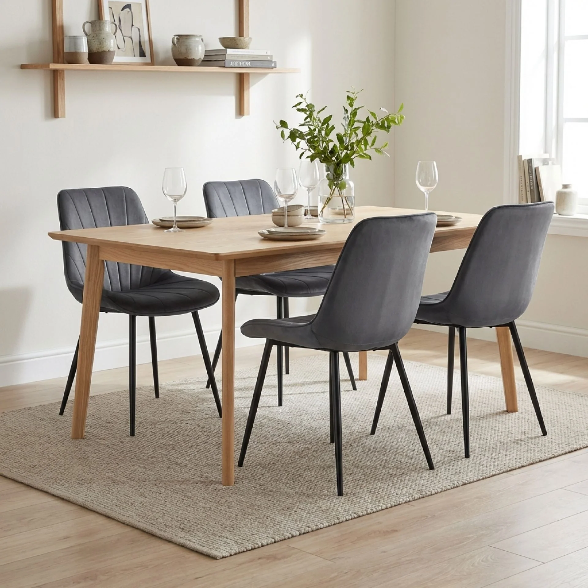 Vela Velvet Dining Chair - Set Of 4 - Dark Grey - Image 4