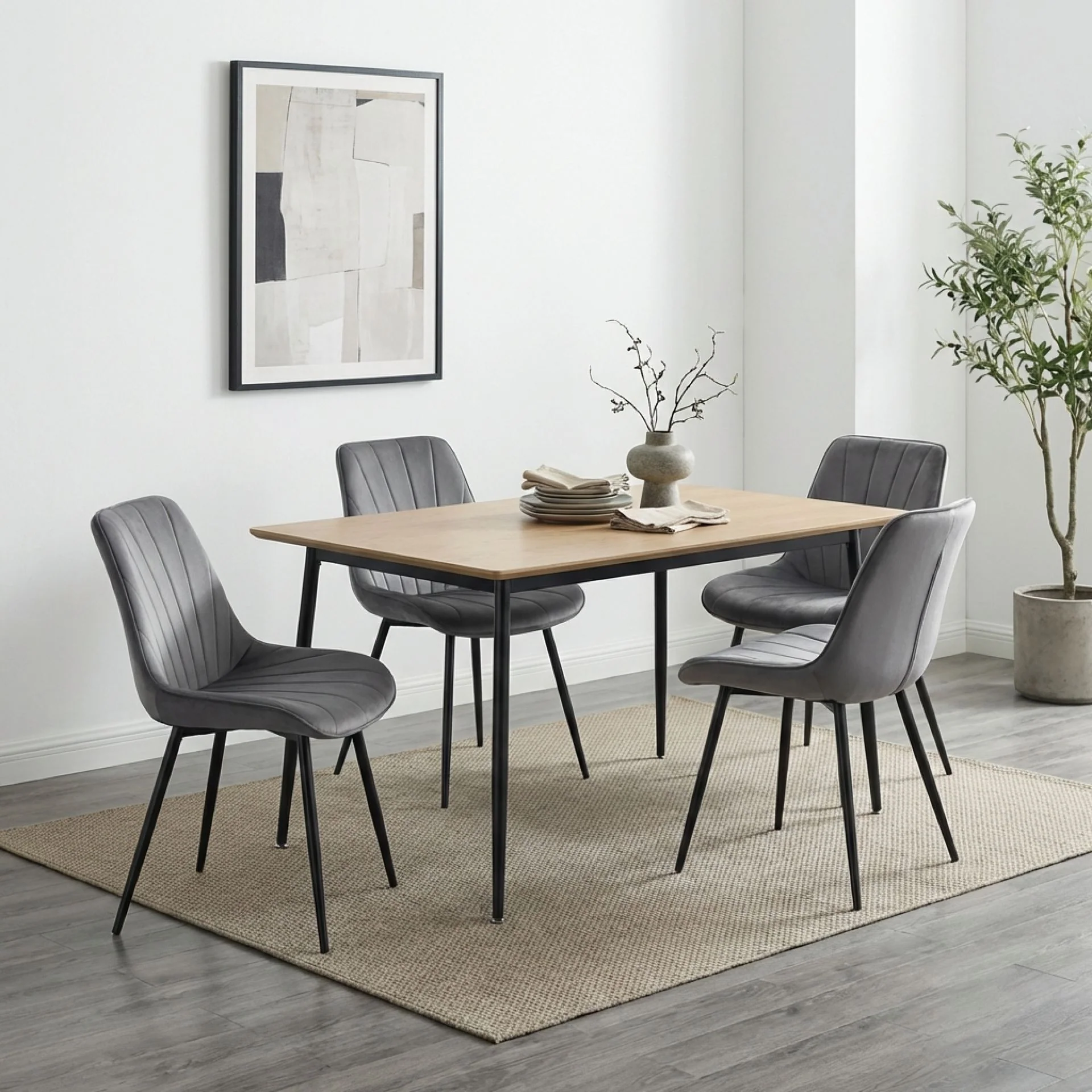 Vela Velvet Dining Chair - Set Of 4 - Dark Grey - Image 6