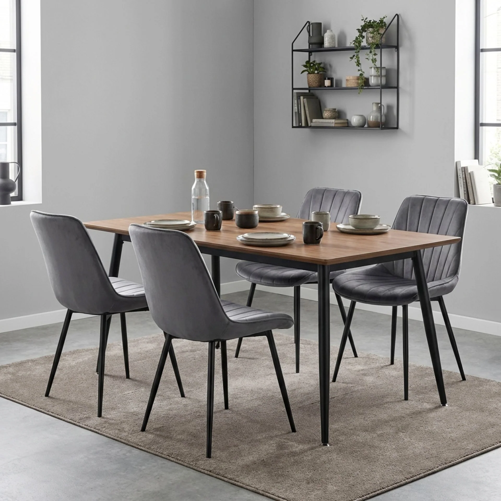 Vela Velvet Dining Chair - Set Of 4 - Dark Grey - Image 7