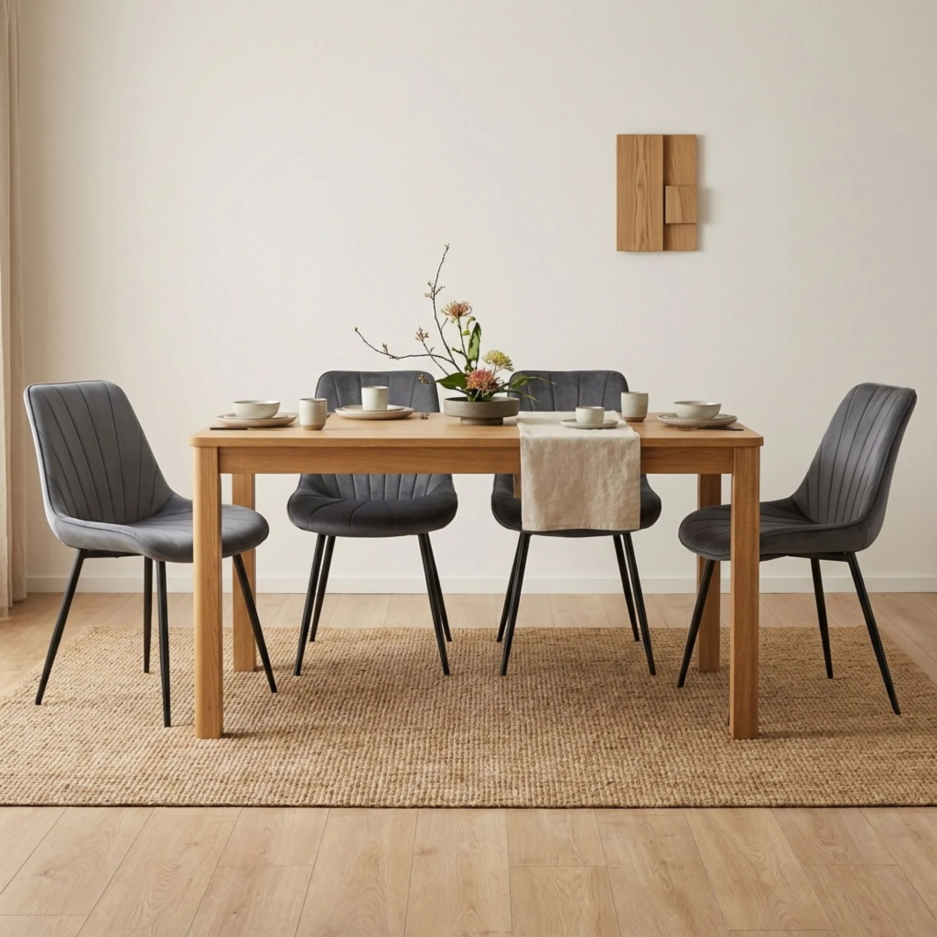 Vela Velvet Dining Chair - Set Of 4 - Dark Grey - Image 8