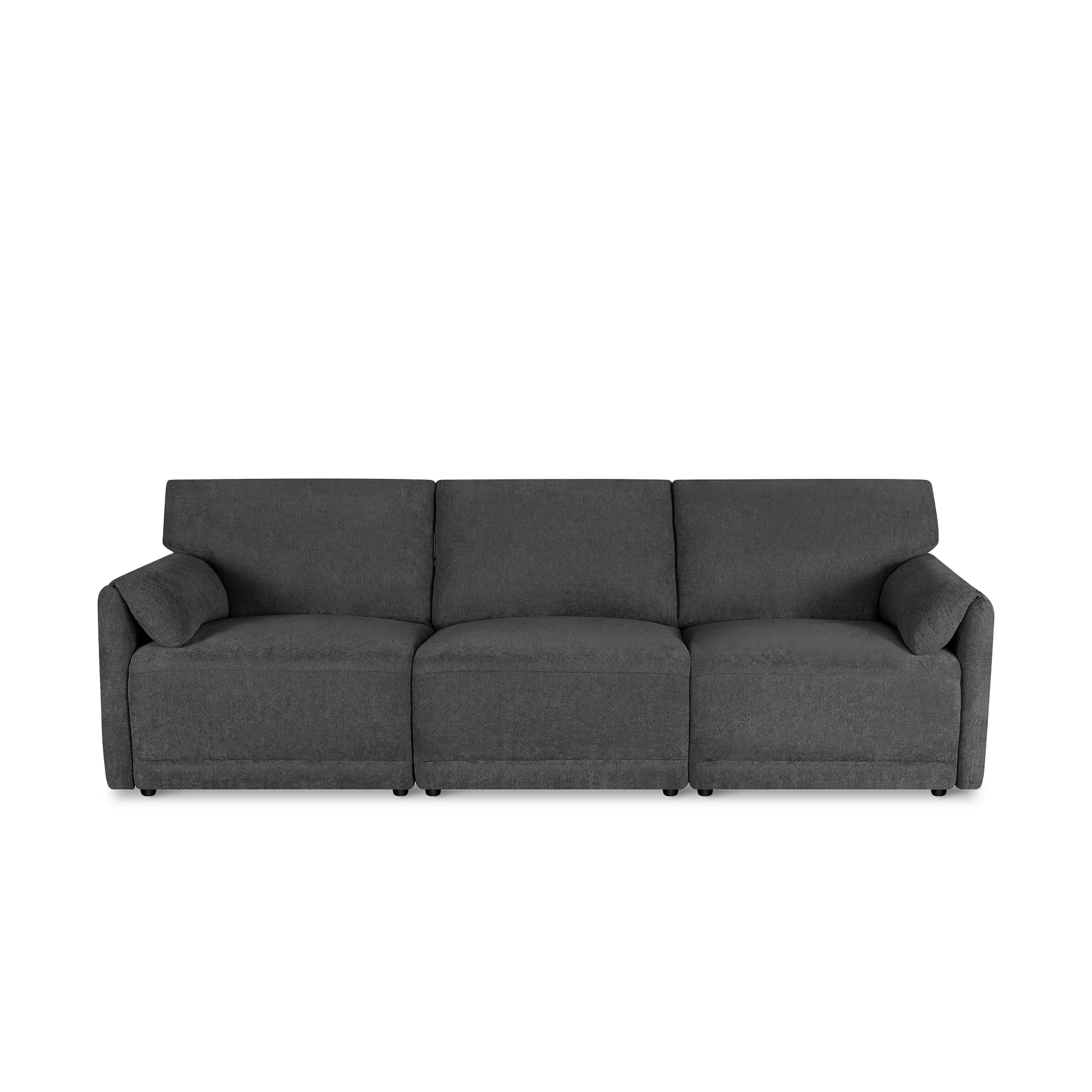 Velvo 3 Seater Modular Sofa with Ottoman - Dark Grey - Image 11