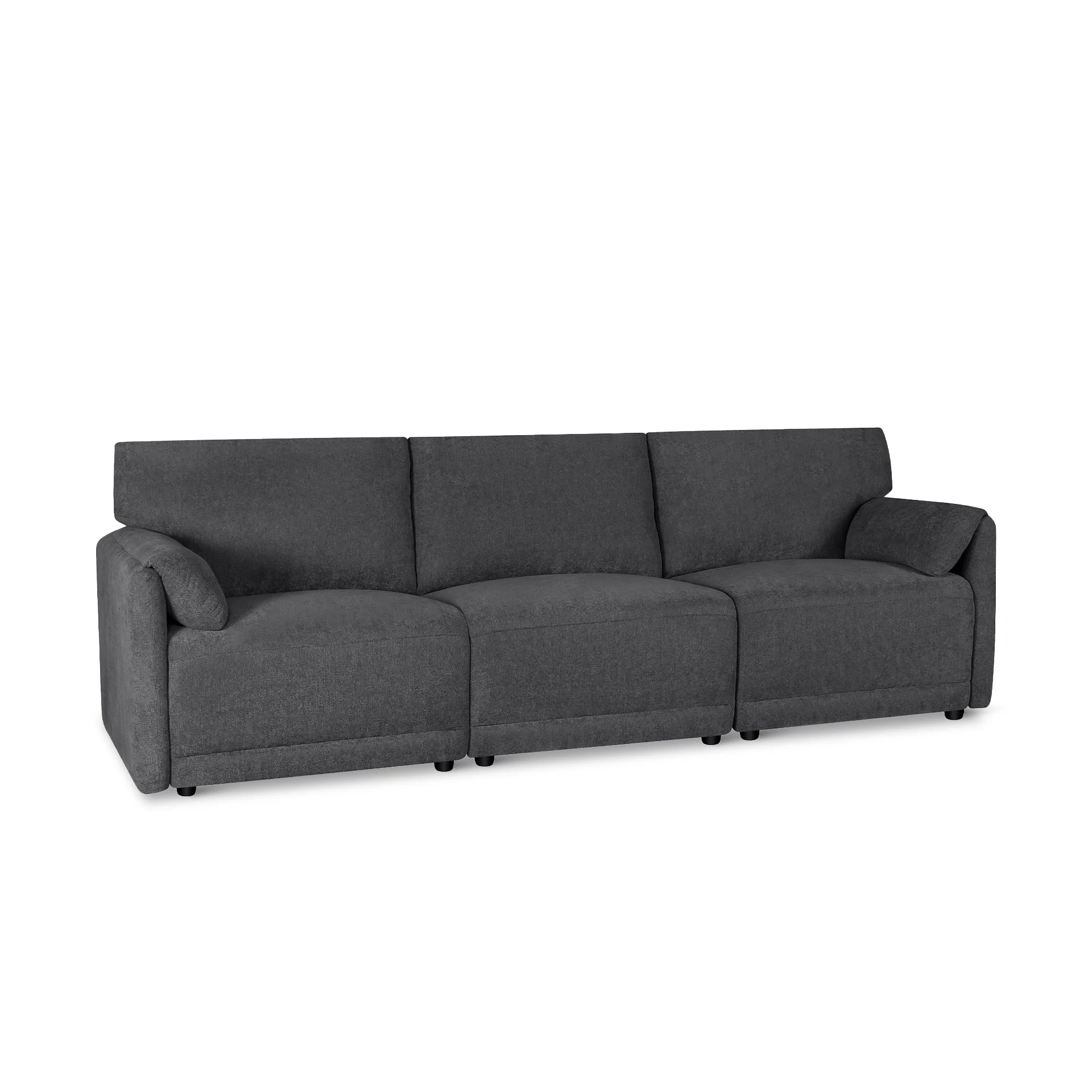 Velvo 3 Seater Modular Sofa with Ottoman - Dark Grey - Image 12