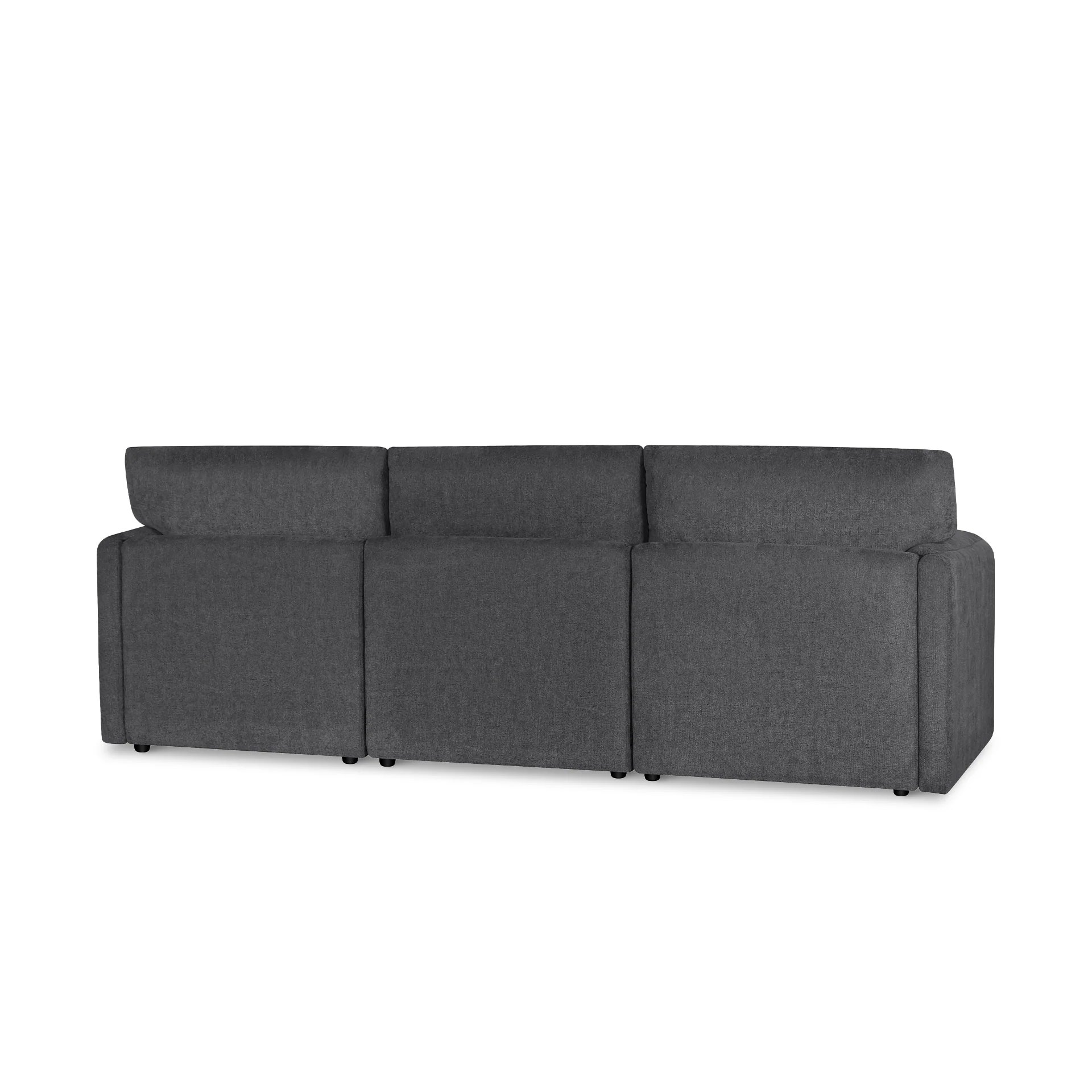 Velvo 3 Seater Modular Sofa with Ottoman - Dark Grey - Image 13