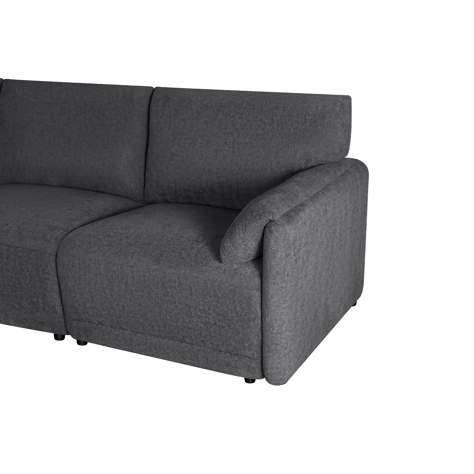 Velvo 3 Seater Modular Sofa with Ottoman - Dark Grey - Image 14