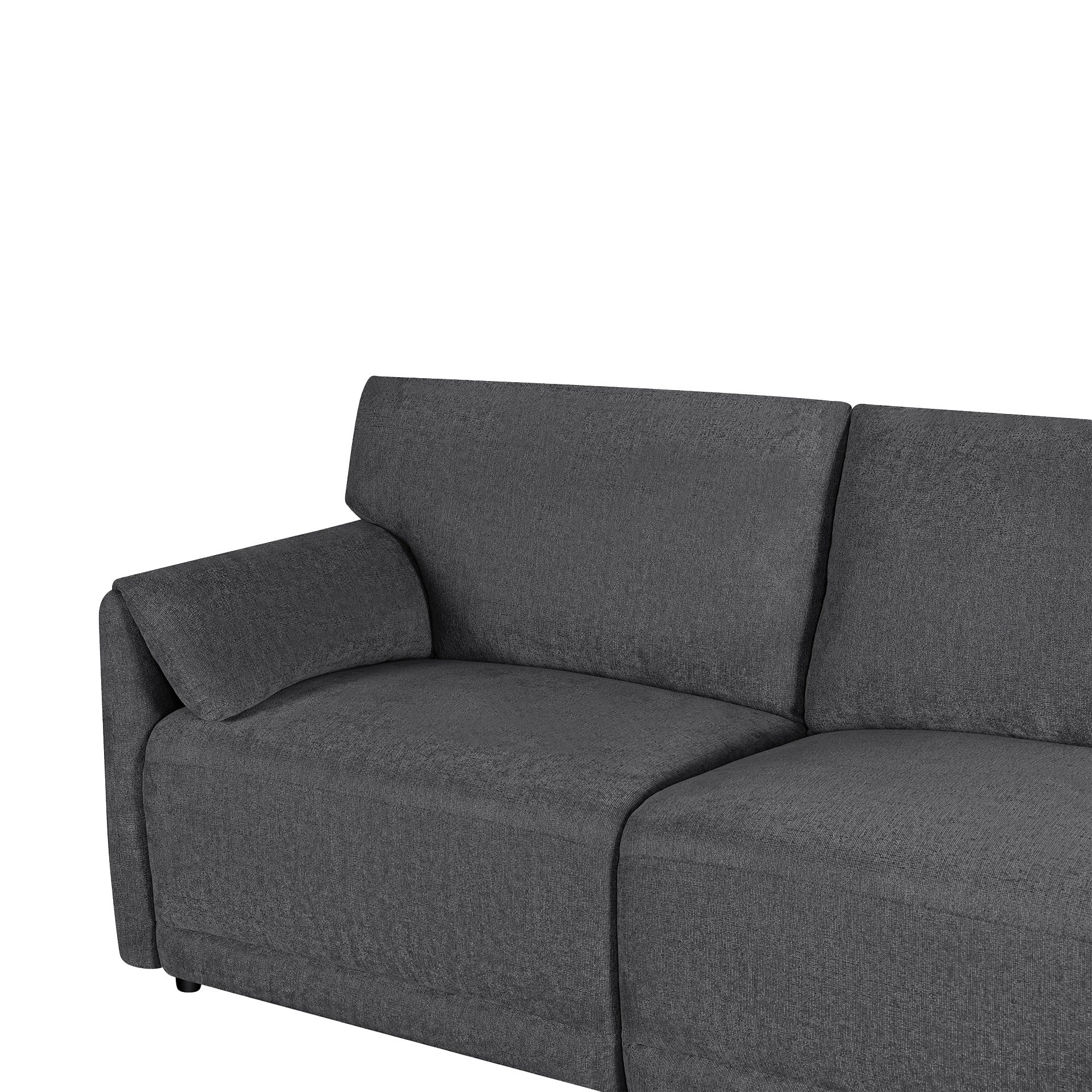 Velvo 3 Seater Modular Sofa with Ottoman - Dark Grey - Image 15