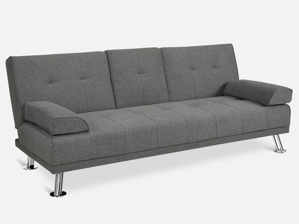 VENICE 3 Seater Sofa bed with Cup Holders - DARK GREY - Image 2