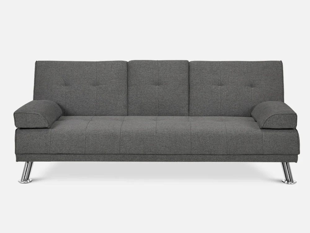 VENICE 3 Seater Sofa bed with Cup Holders - DARK GREY - Image 3