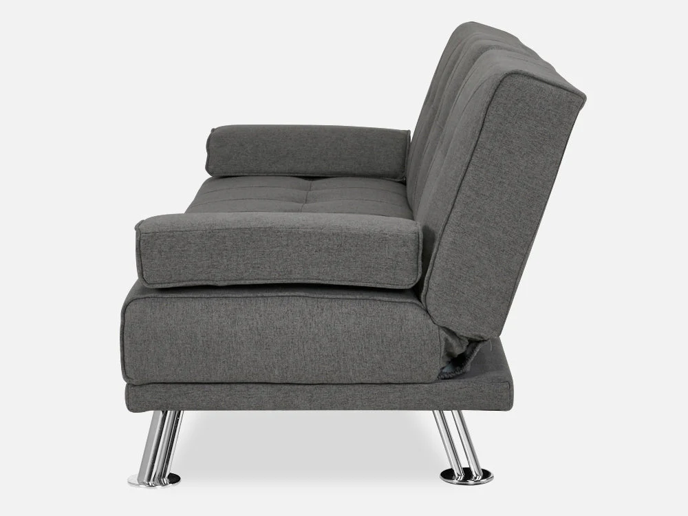 VENICE 3 Seater Sofa bed with Cup Holders - DARK GREY - Image 4