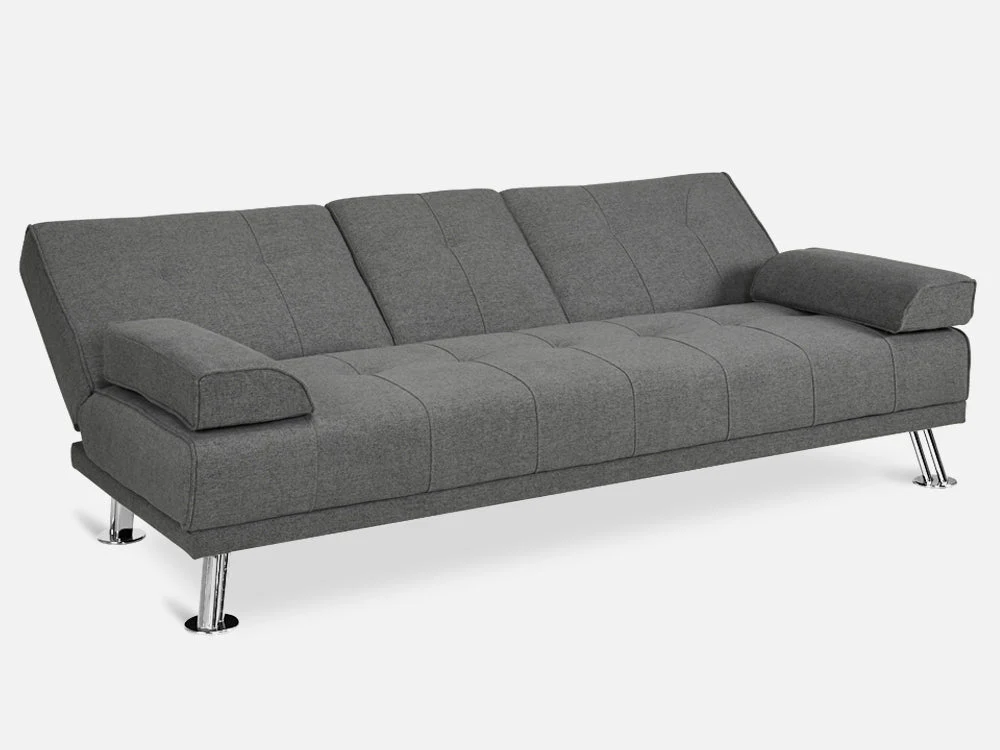 VENICE 3 Seater Sofa bed with Cup Holders - DARK GREY - Image 5