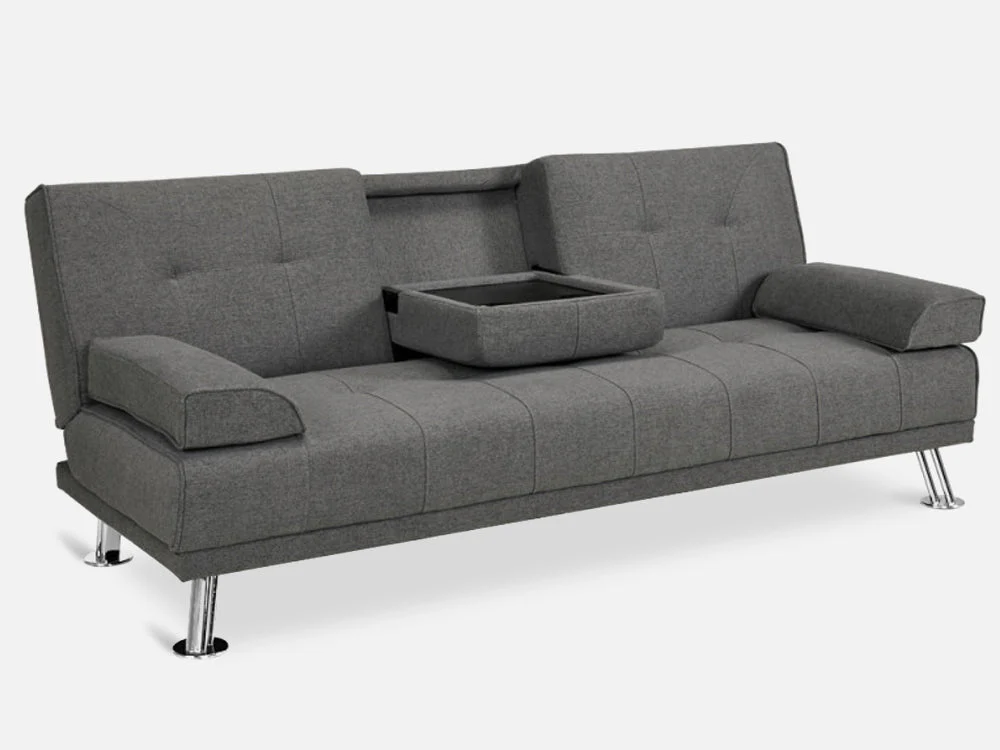 VENICE 3 Seater Sofa bed with Cup Holders - DARK GREY - Image 6