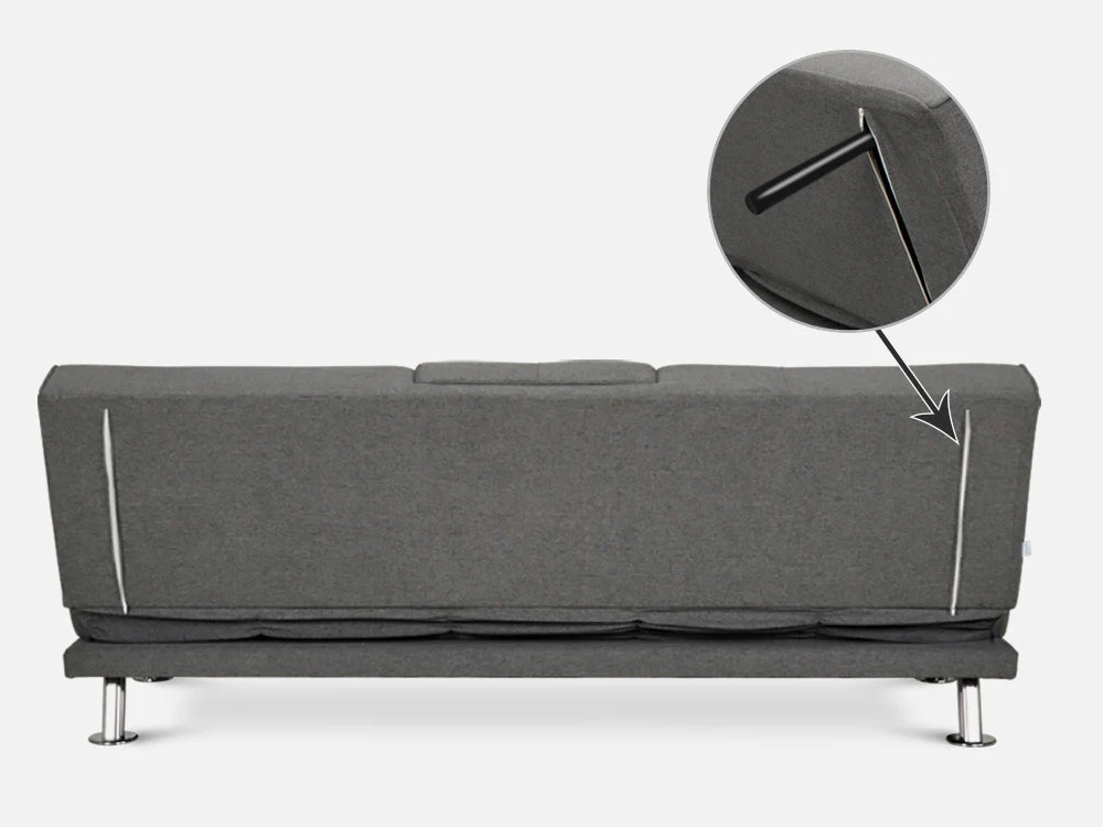 VENICE 3 Seater Sofa bed with Cup Holders - DARK GREY - Image 7