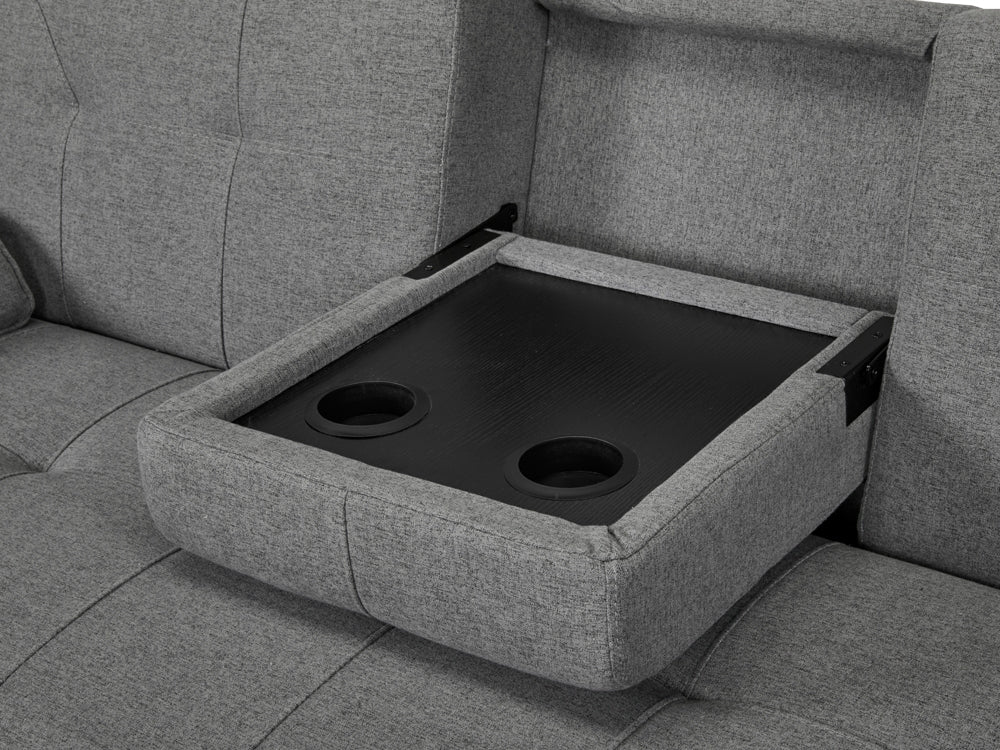 VENICE 3 Seater Sofa bed with Cup Holders - DARK GREY - Image 8