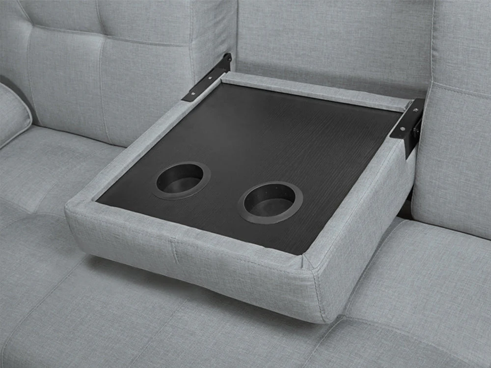 VENICE 3 Seater Sofa bed with Cup Holders - GREY - Image 13