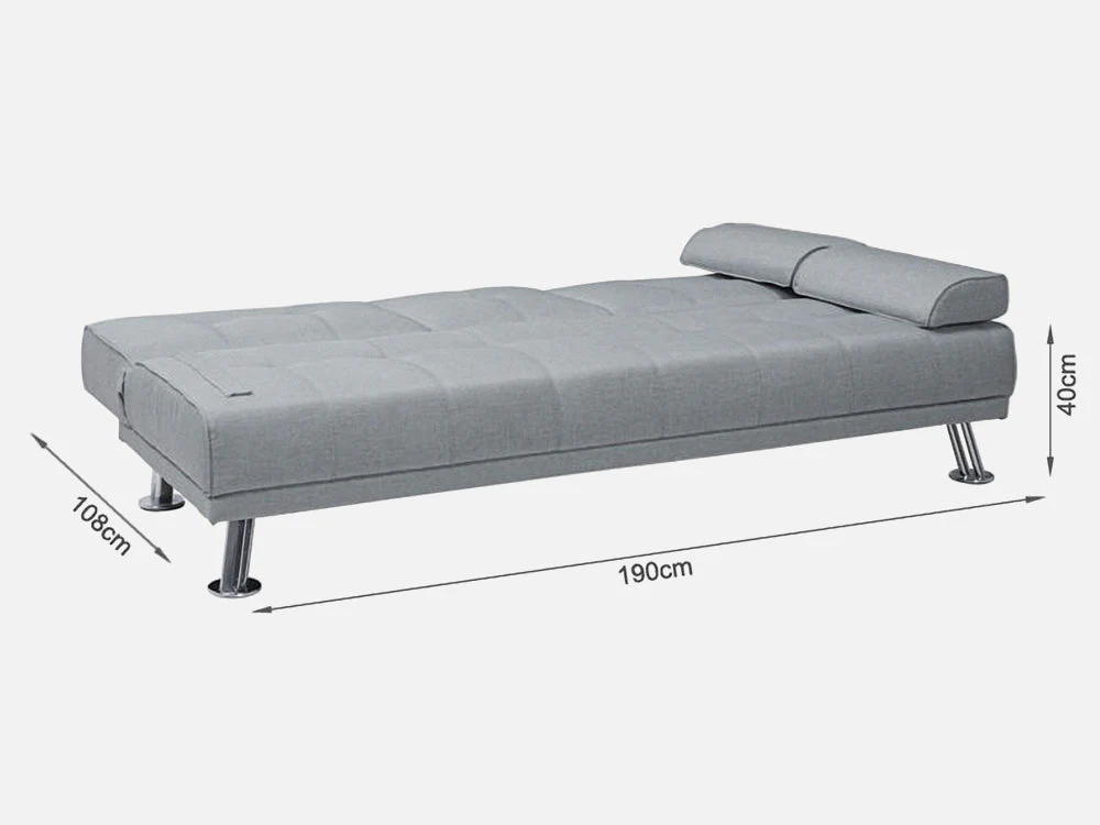 VENICE 3 Seater Sofa bed with Cup Holders - GREY - Image 15