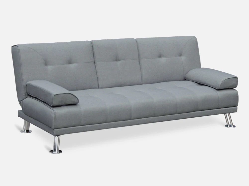 VENICE 3 Seater Sofa bed with Cup Holders - GREY - Image 5