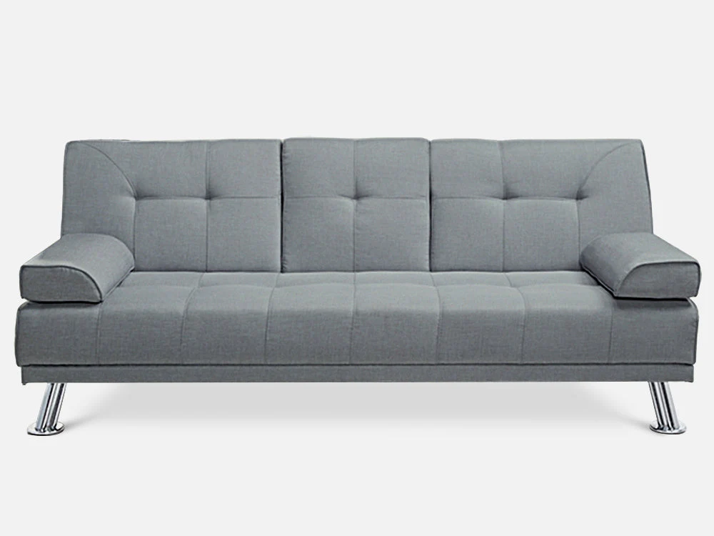VENICE 3 Seater Sofa bed with Cup Holders - GREY - Image 6