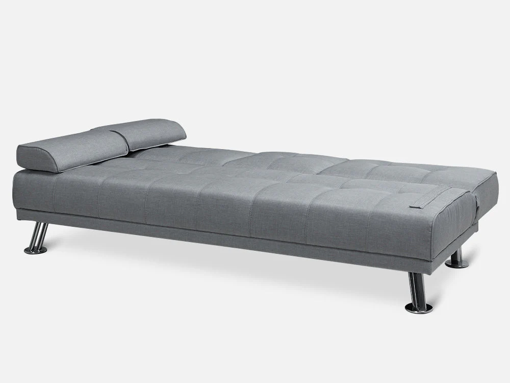 VENICE 3 Seater Sofa bed with Cup Holders - GREY - Image 9