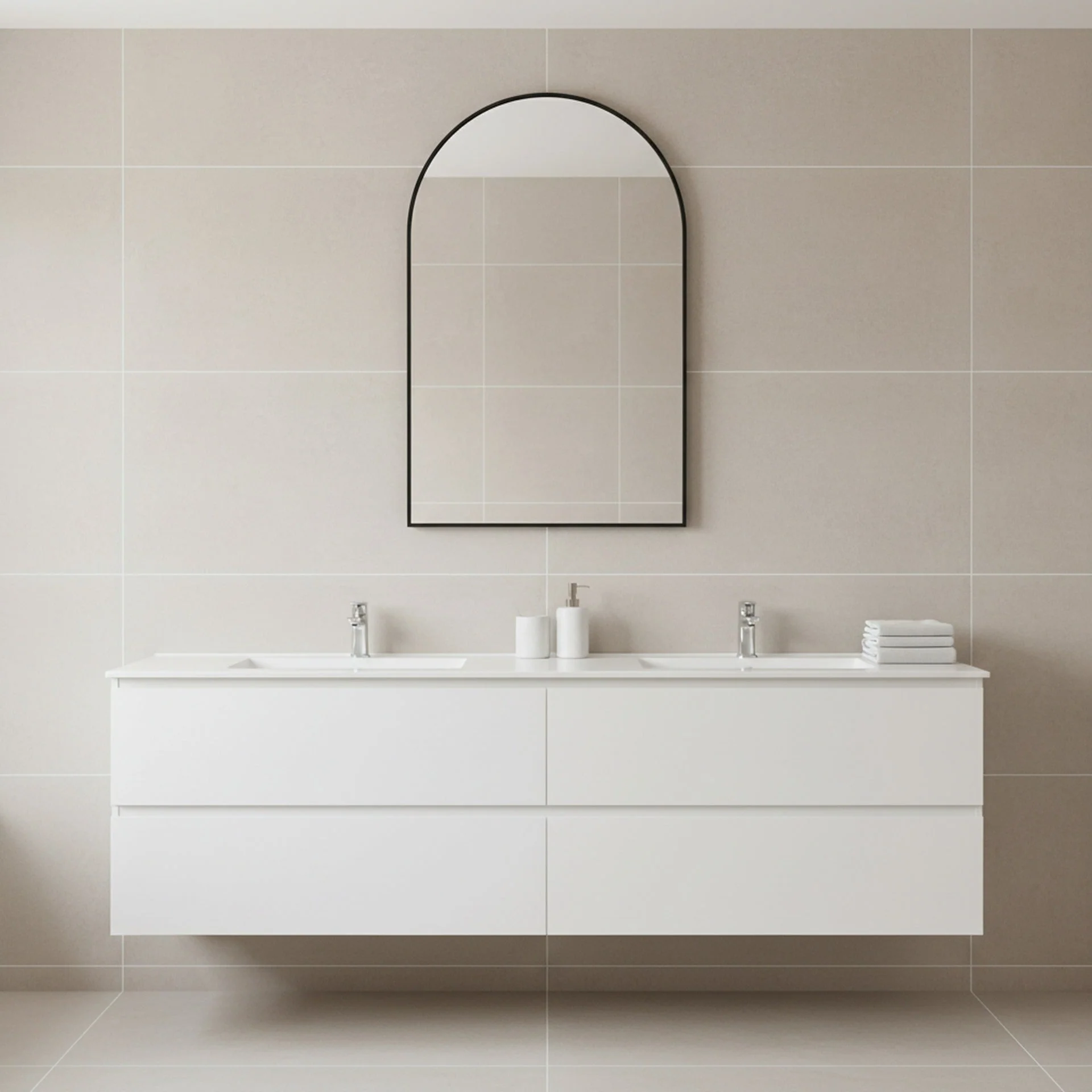 Vera Arch Aluminium Wall Mirror - Black - Image 2