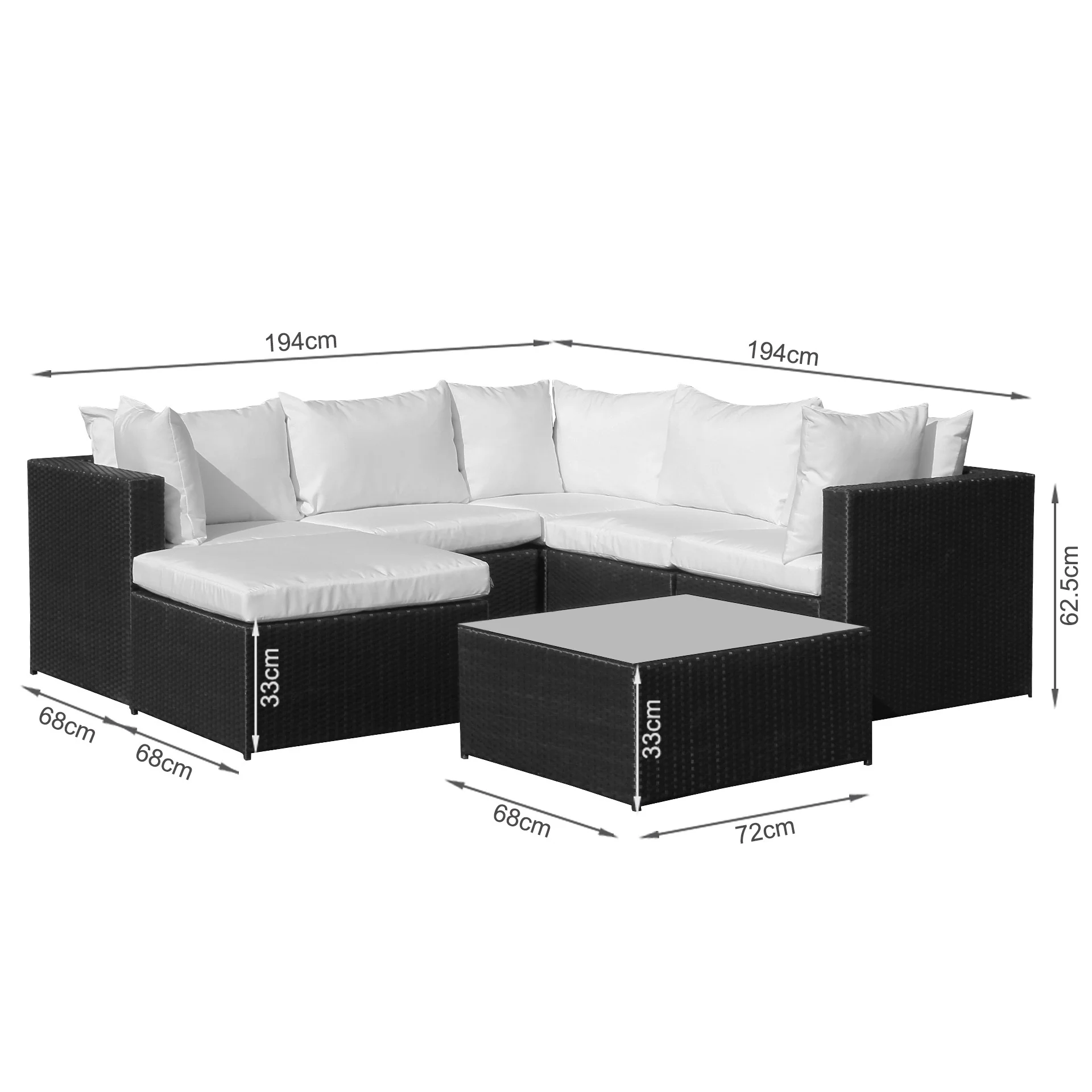 Verona 7 Piece Rattan Outdoor Sofa Set - White - Image 8