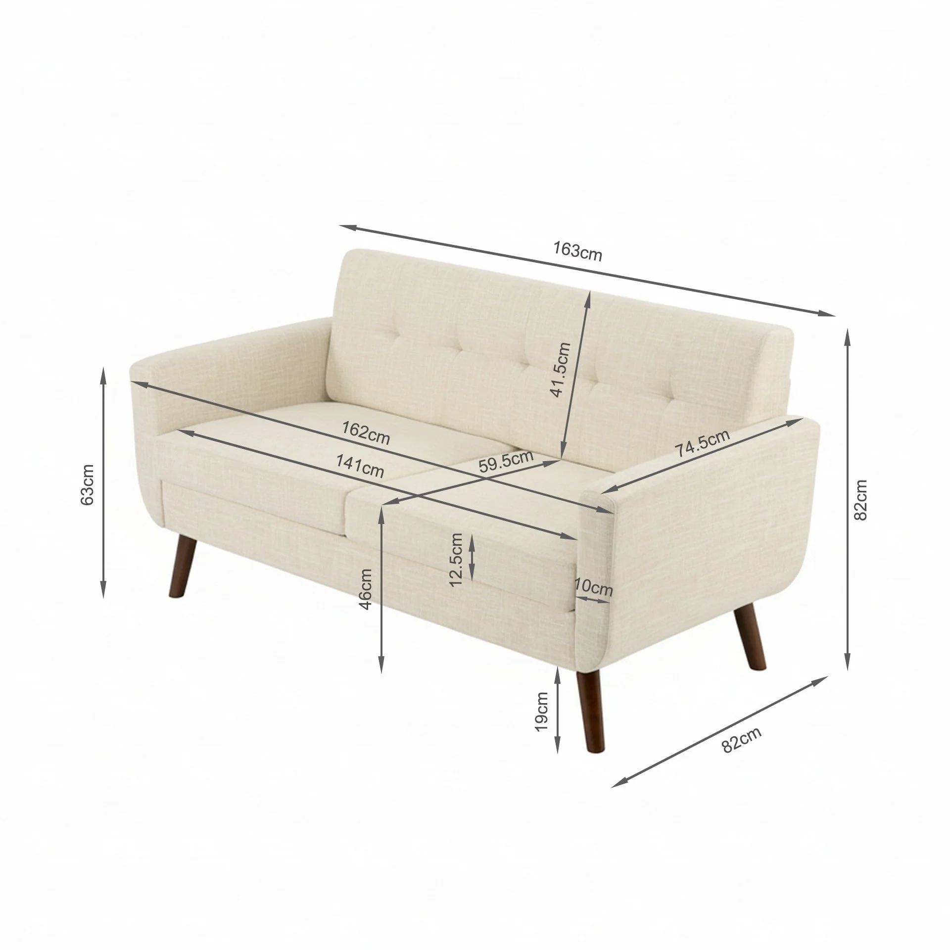 Vibe Linen 2 Seater Sofa - Beige - Image 14
