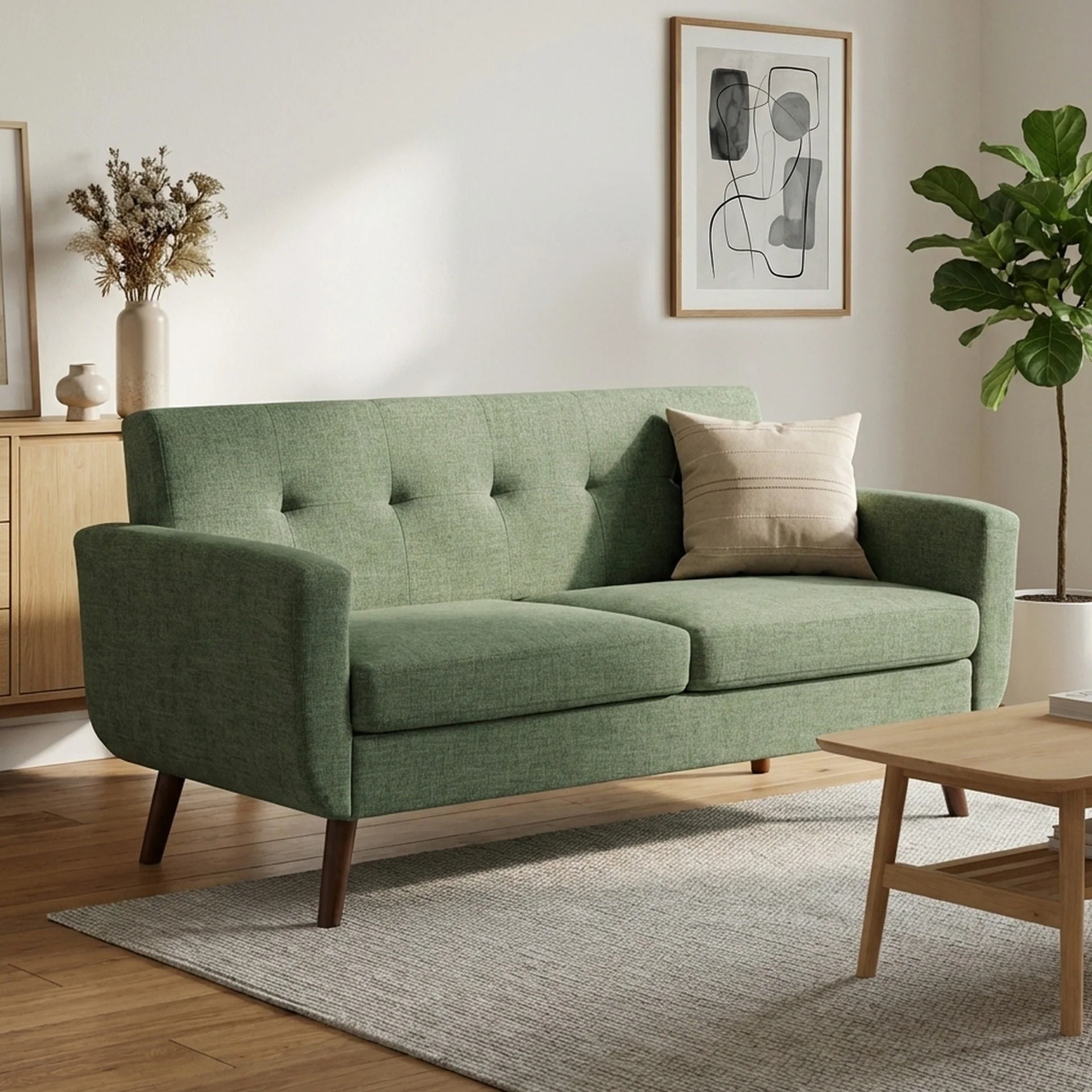 Vibe Linen 2 Seater Sofa - Green