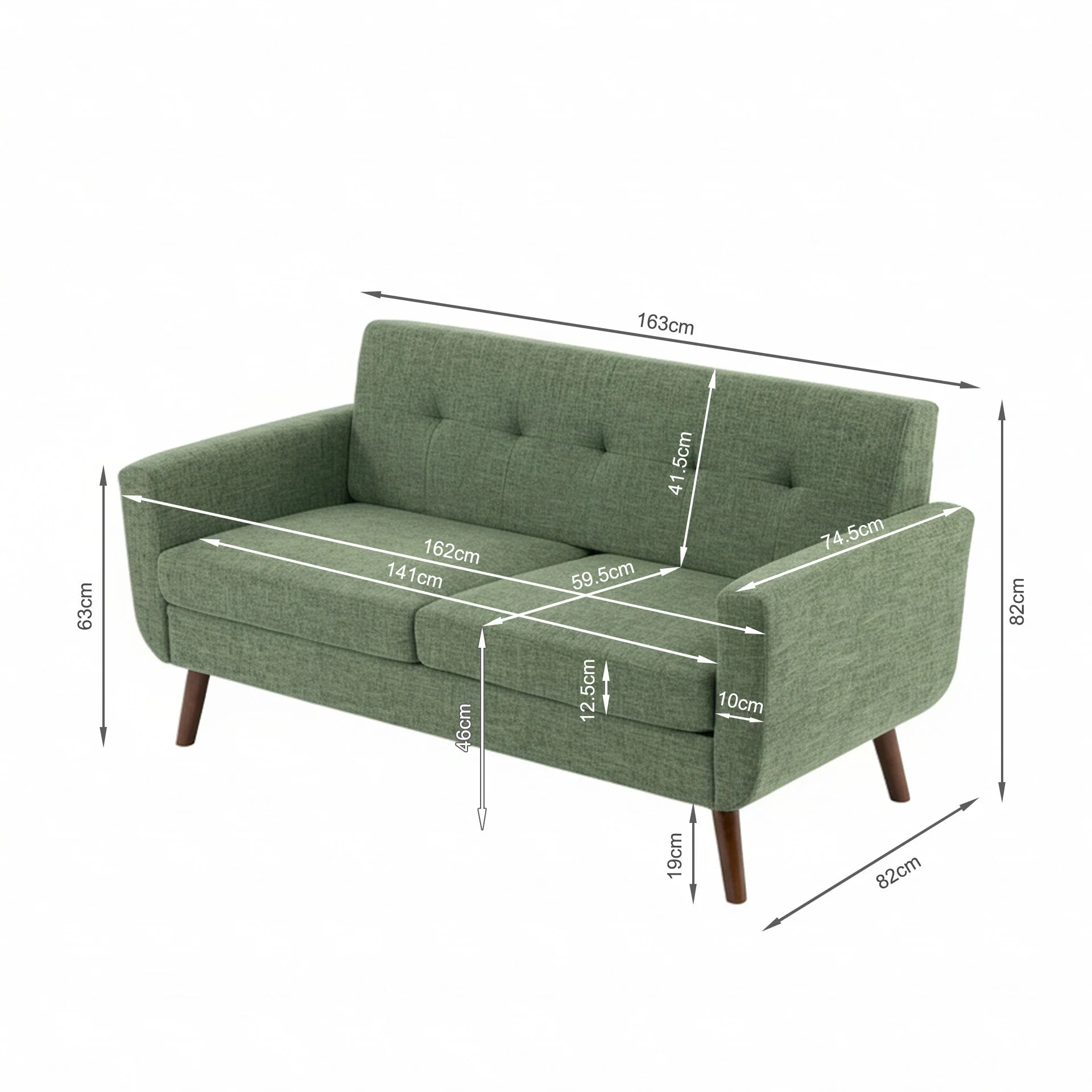 Vibe Linen 2 Seater Sofa - Green - Image 12