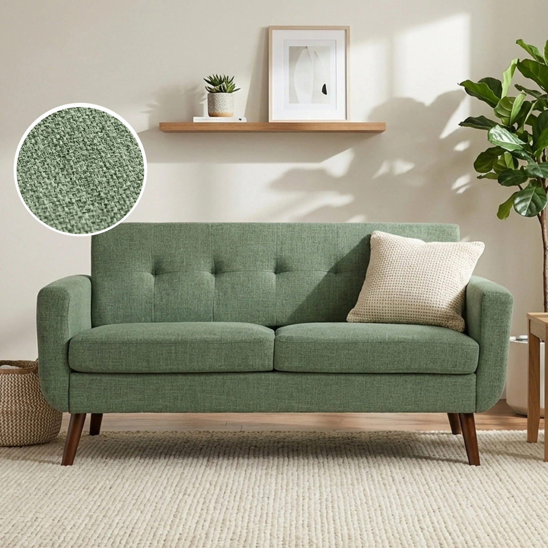 Vibe Linen 2 Seater Sofa - Green - Image 2