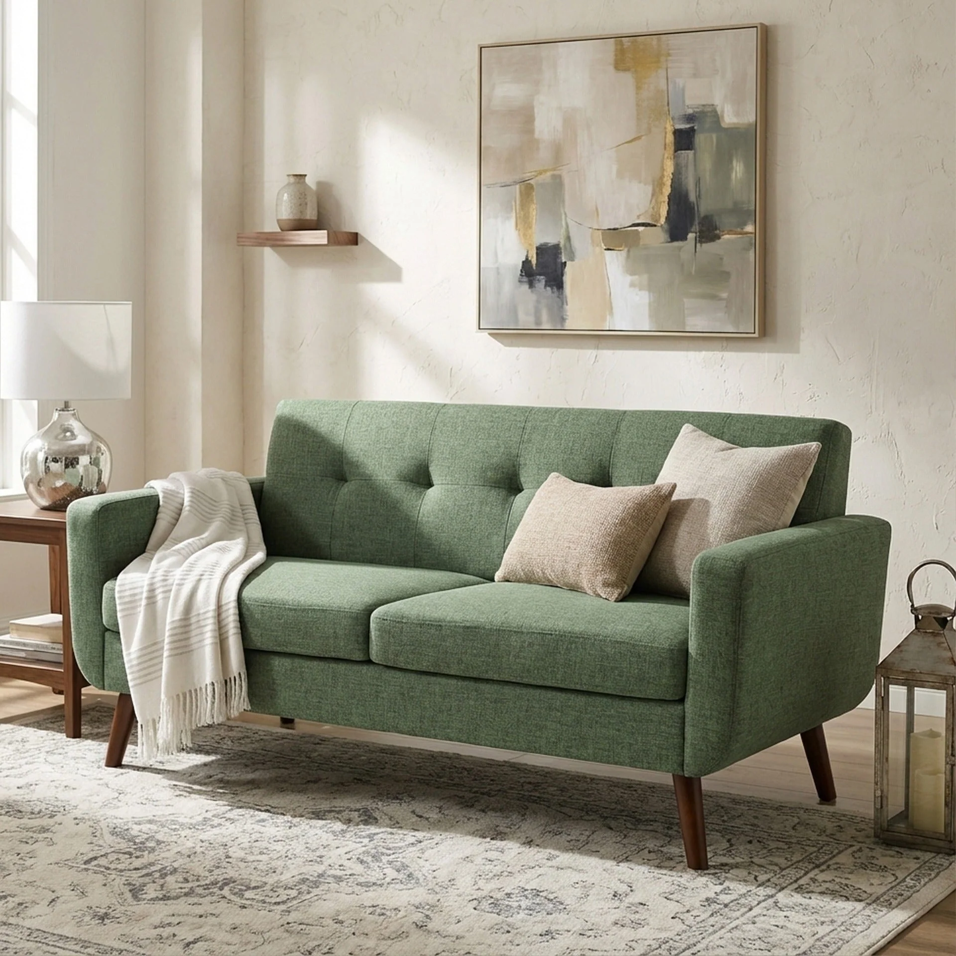 Vibe Linen 2 Seater Sofa - Green - Image 3