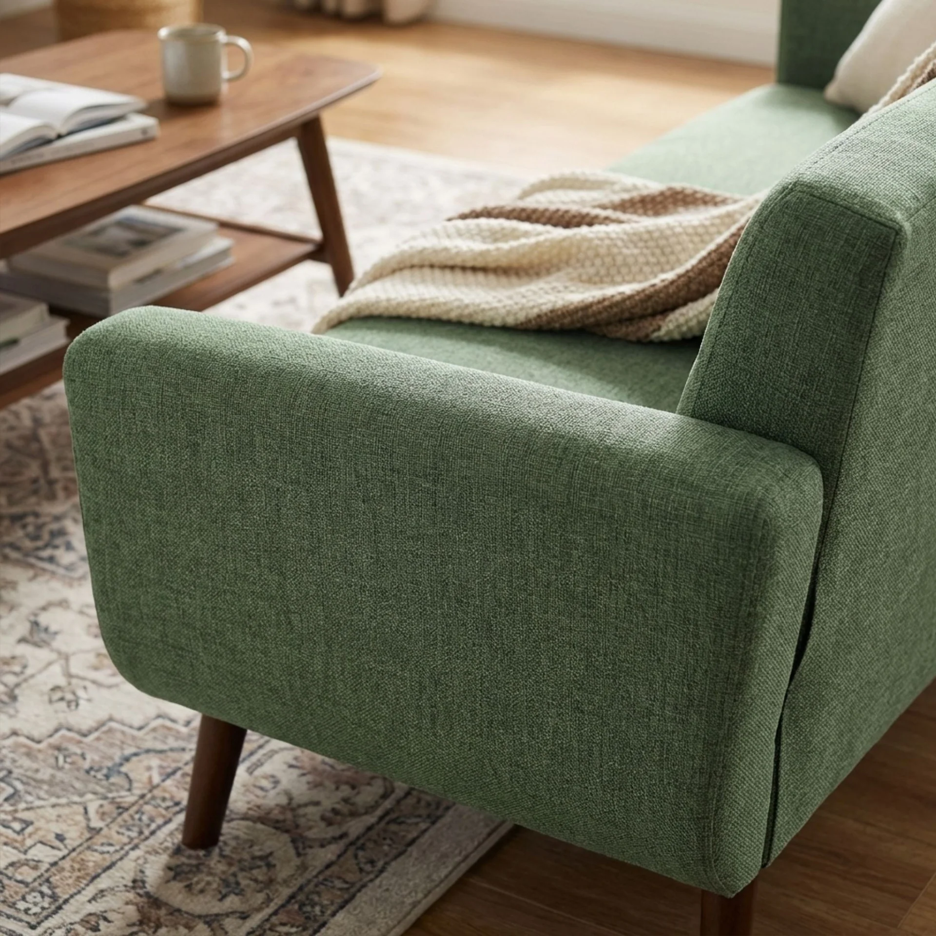 Vibe Linen 2 Seater Sofa - Green - Image 5