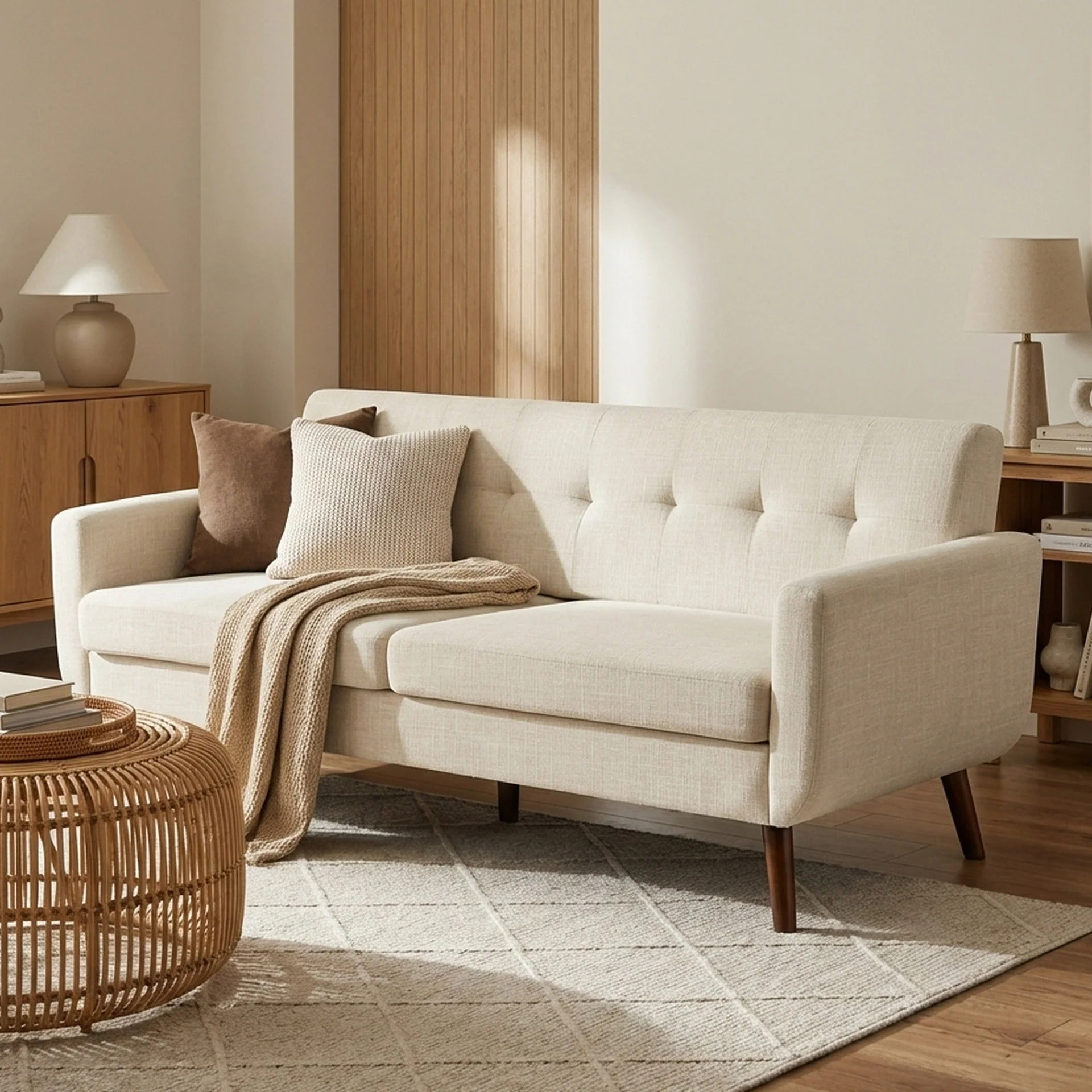 Vibe Linen 3 Seater Sofa - Beige - Image 4