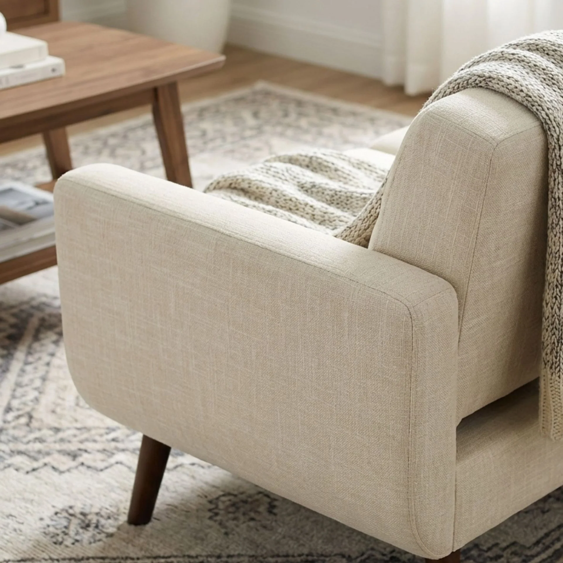 Vibe Linen 3 Seater Sofa - Beige - Image 5