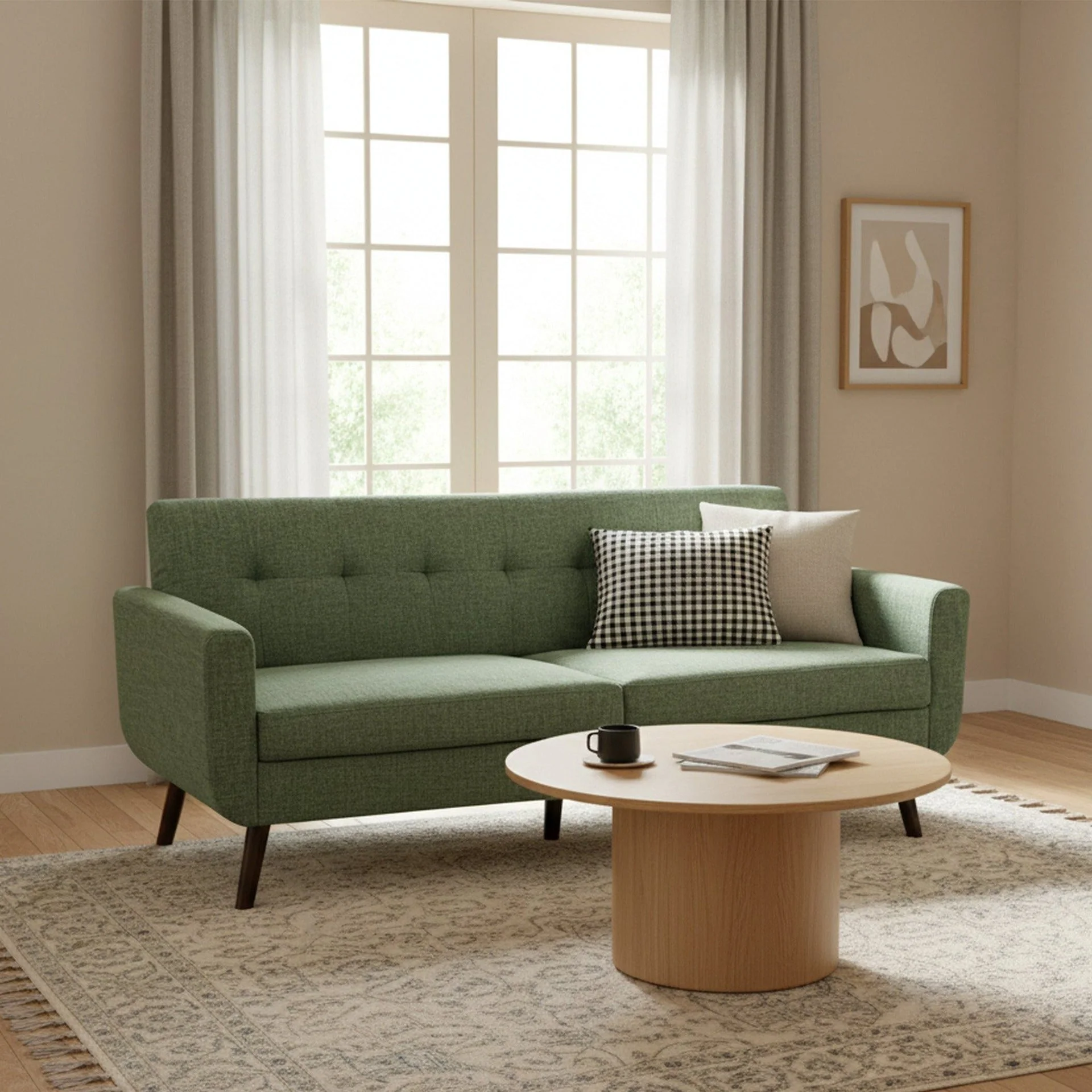 Vibe Linen 3 Seater Sofa - Green - Image 3
