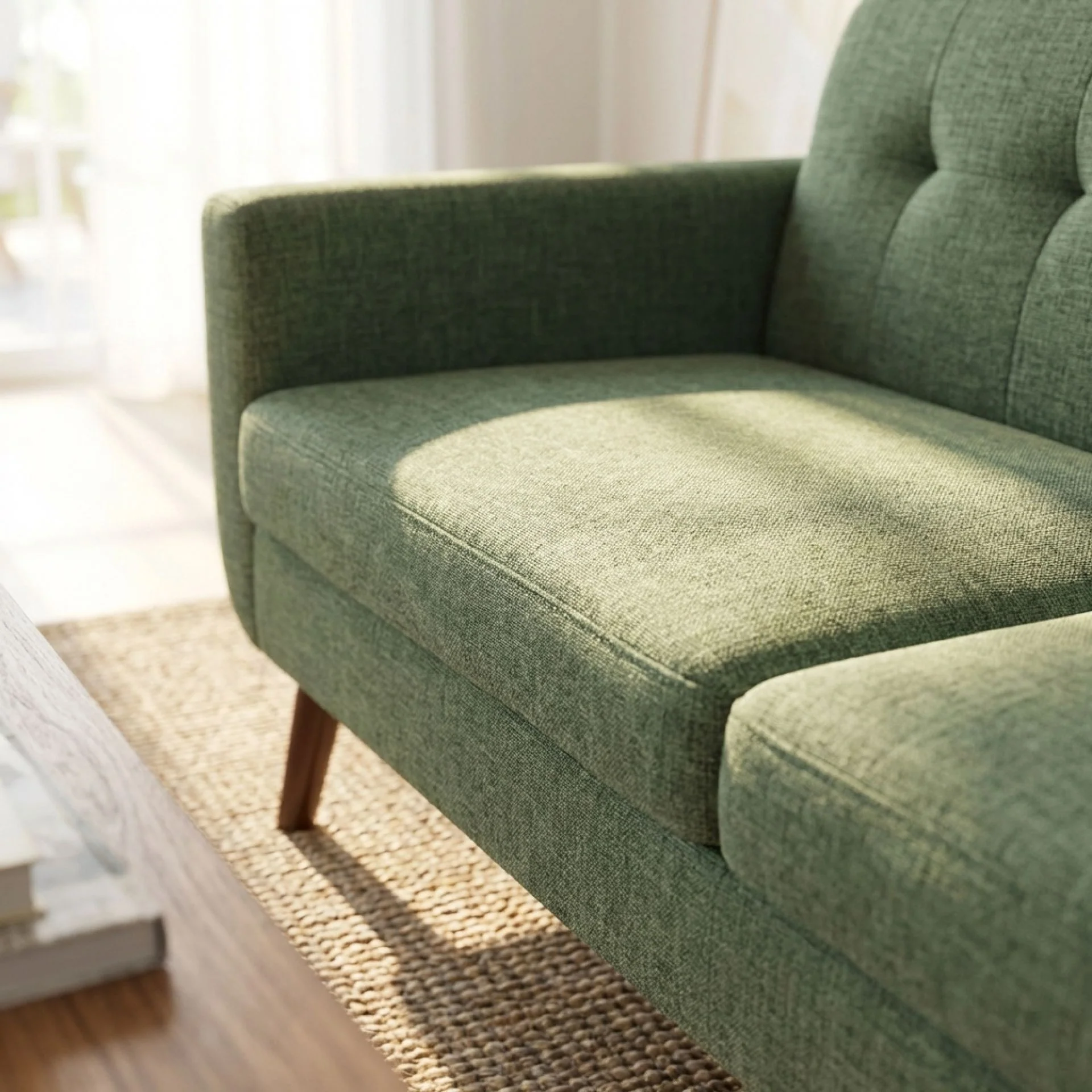 Vibe Linen 3 Seater Sofa - Green - Image 5