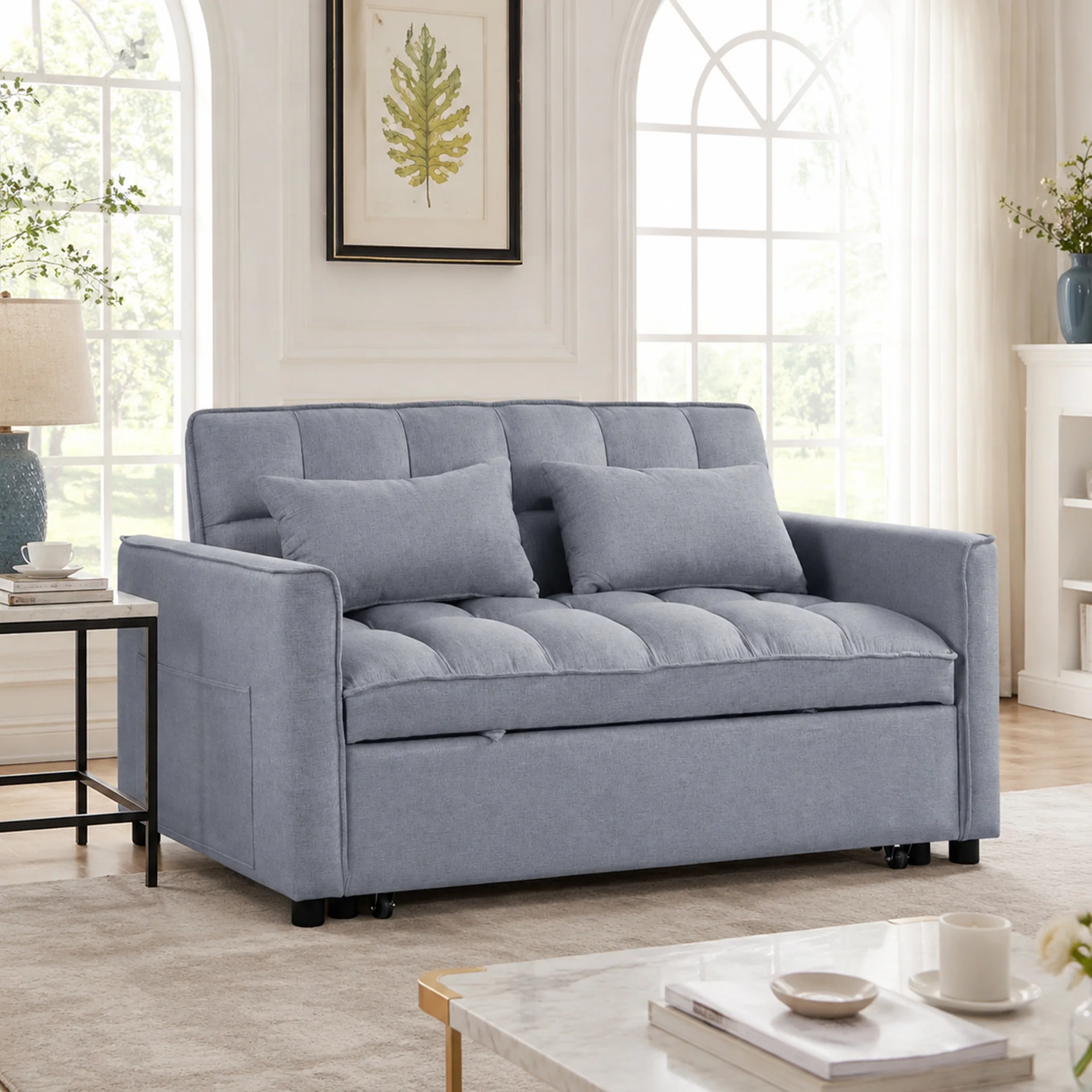 Vida 2 Seater Sofa Bed - Grey - Image 3