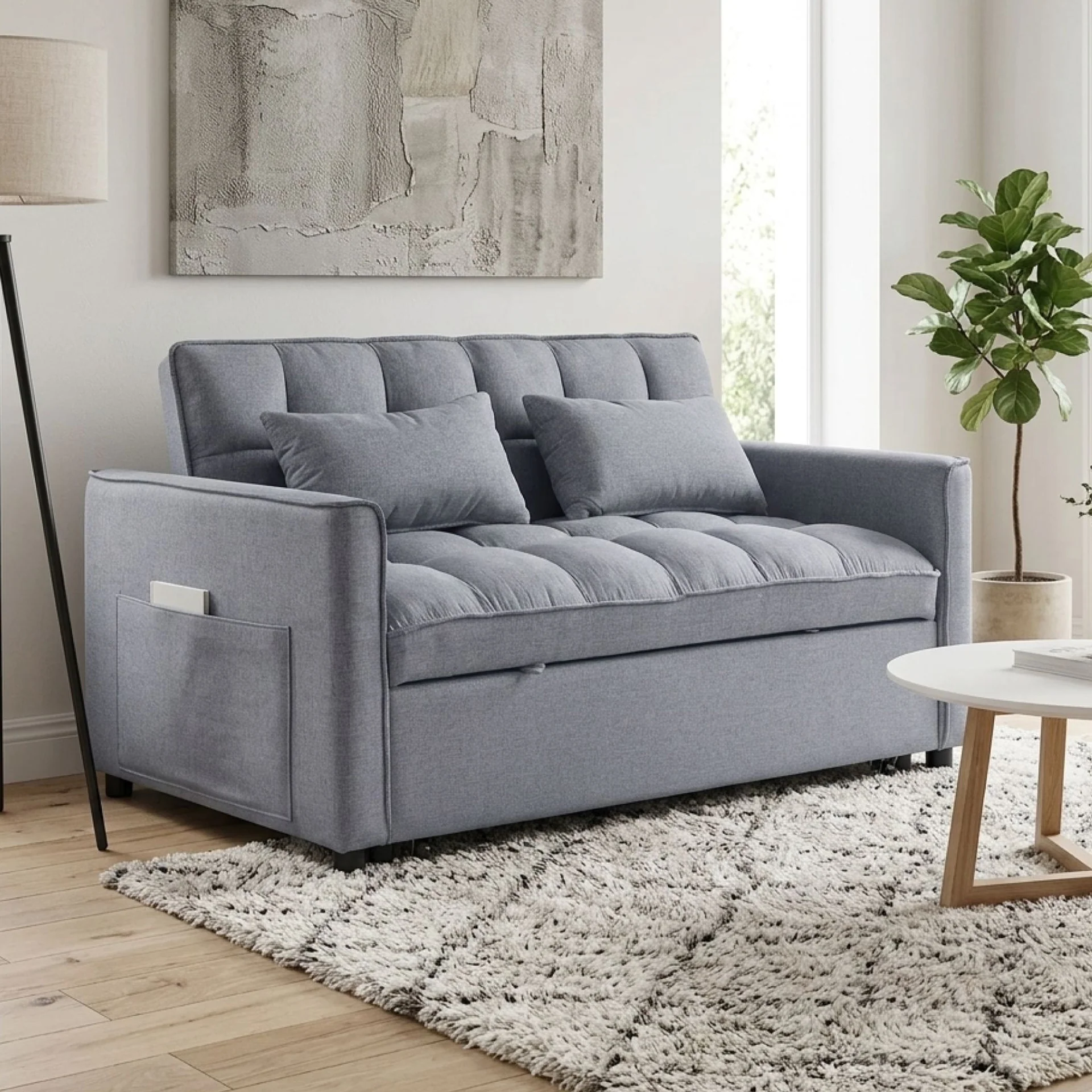 Vida 2 Seater Sofa Bed - Grey - Image 4