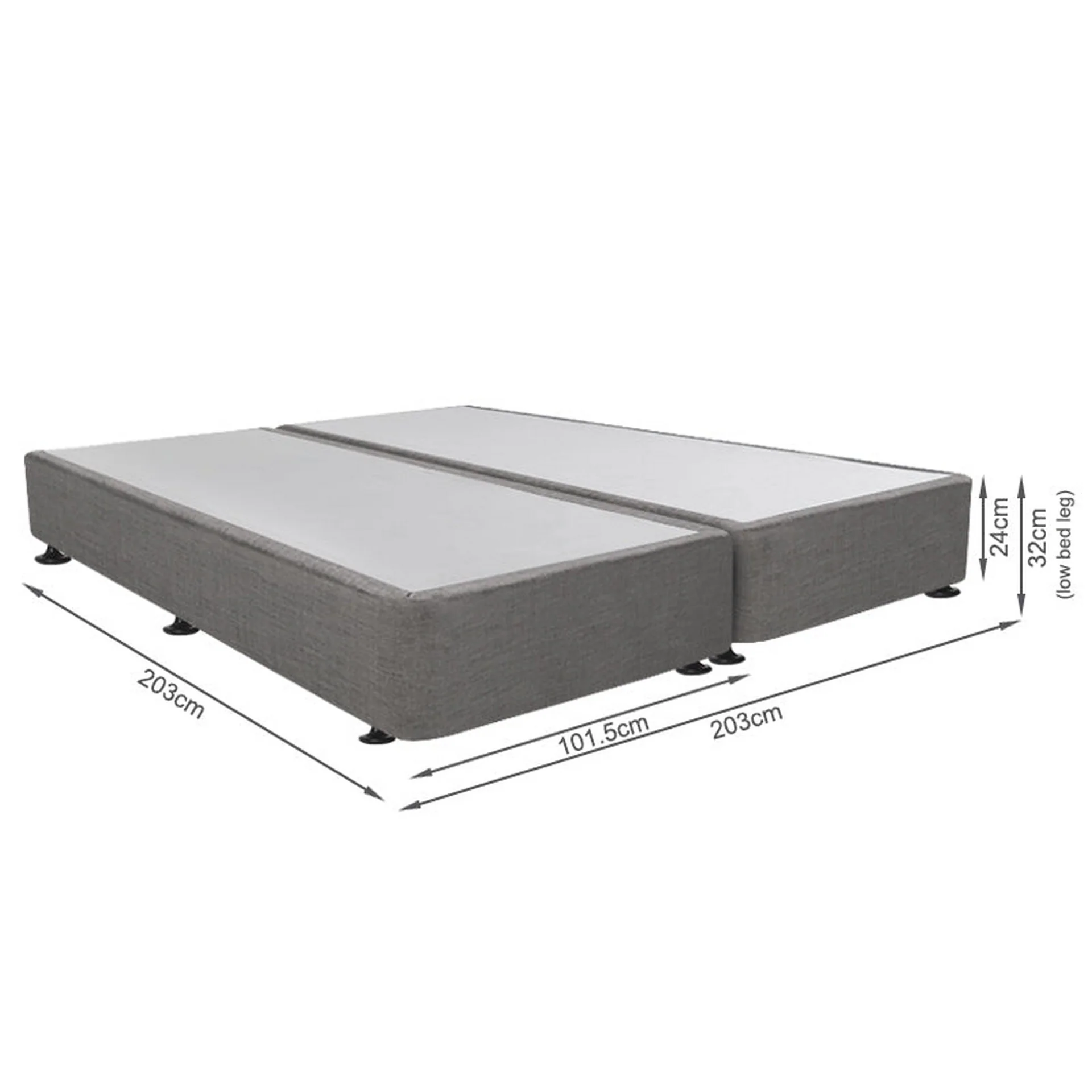 Vinson Fabric California King Split Bed Base - Grey - Image 4