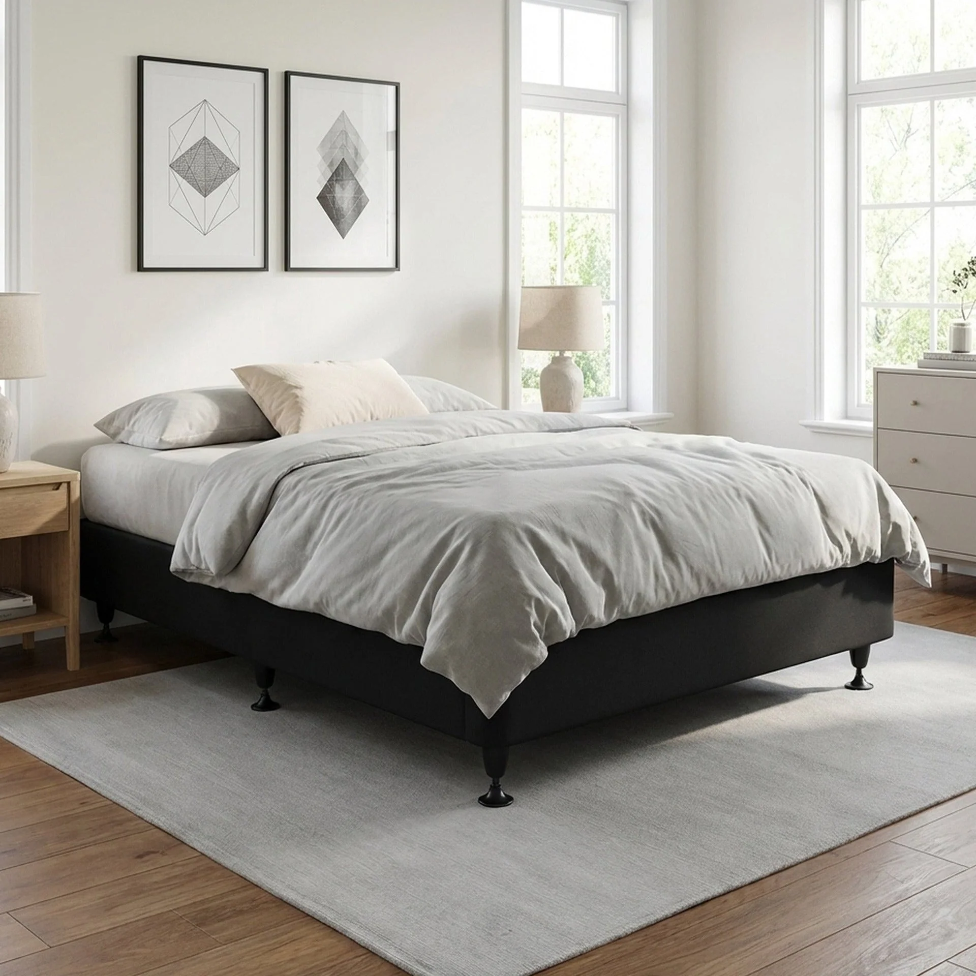 Vinson Fabric Double Bed Base - Black - Image 3