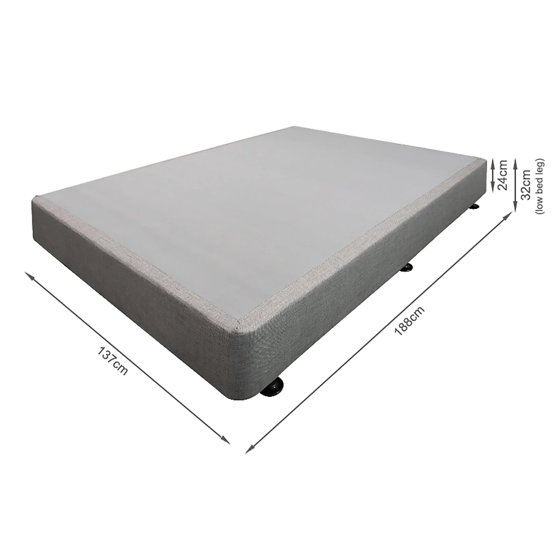 Vinson Fabric Double Bed Base - Grey - Image 11