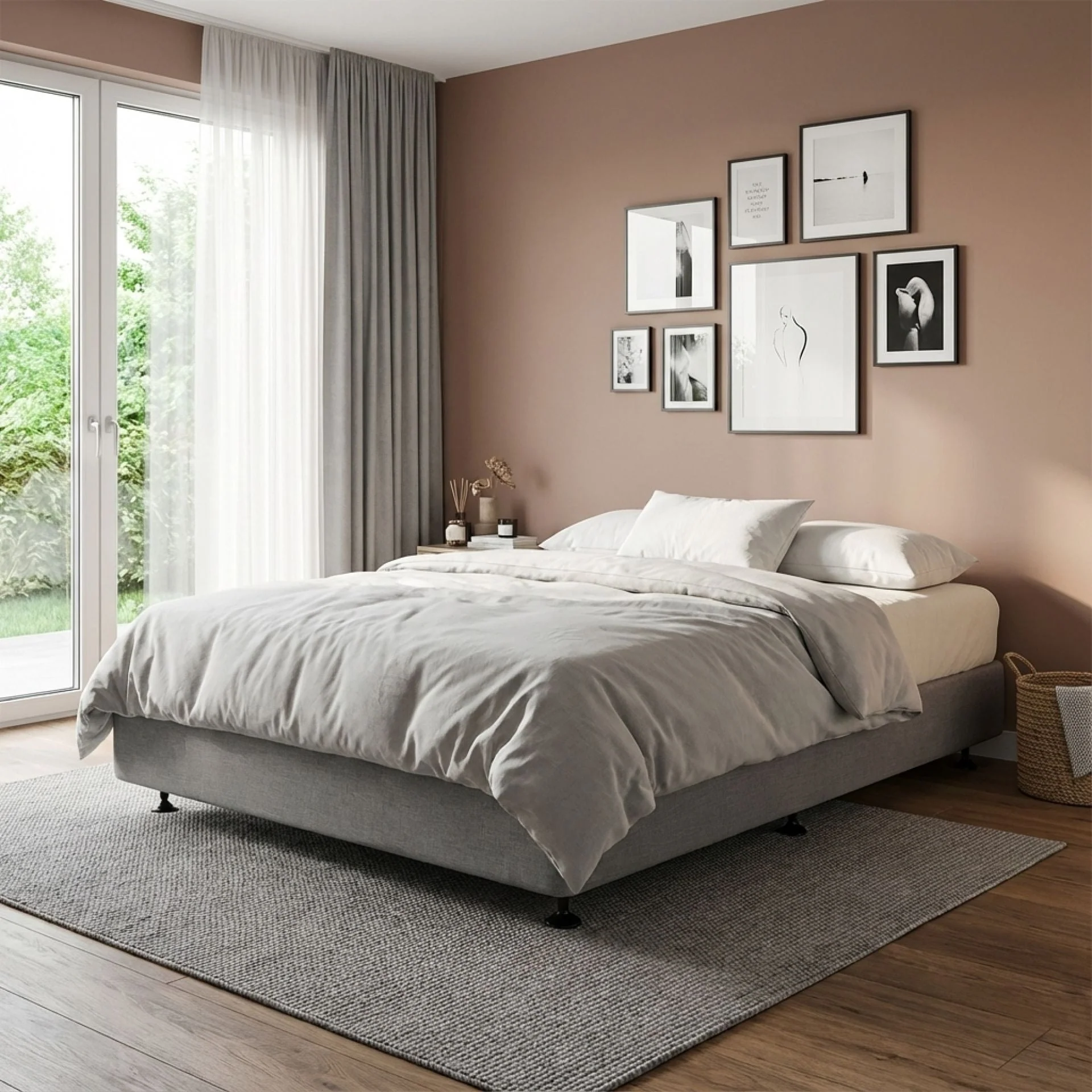 Vinson Fabric Double Bed Base - Grey - Image 3