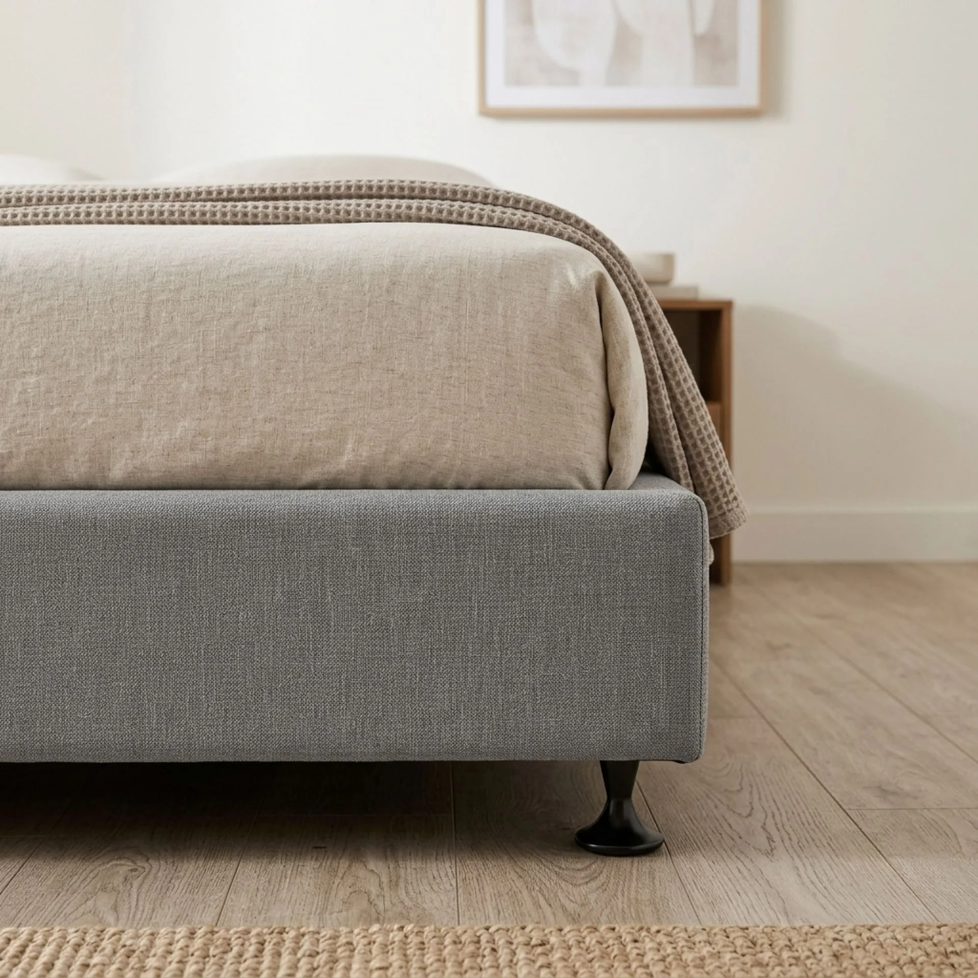 Vinson Fabric Double Bed Base - Grey - Image 4