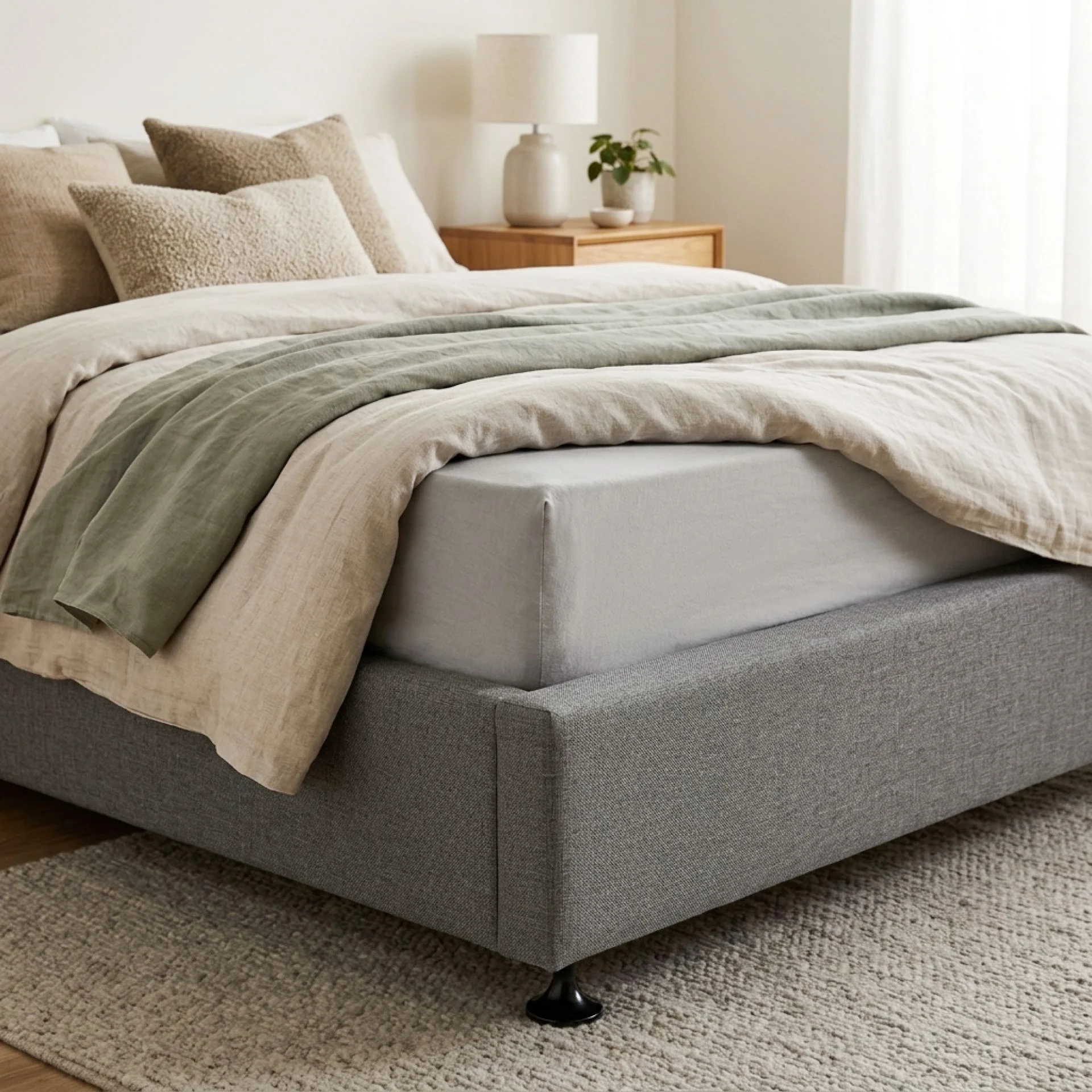 Vinson Fabric Double Bed Base - Grey - Image 5
